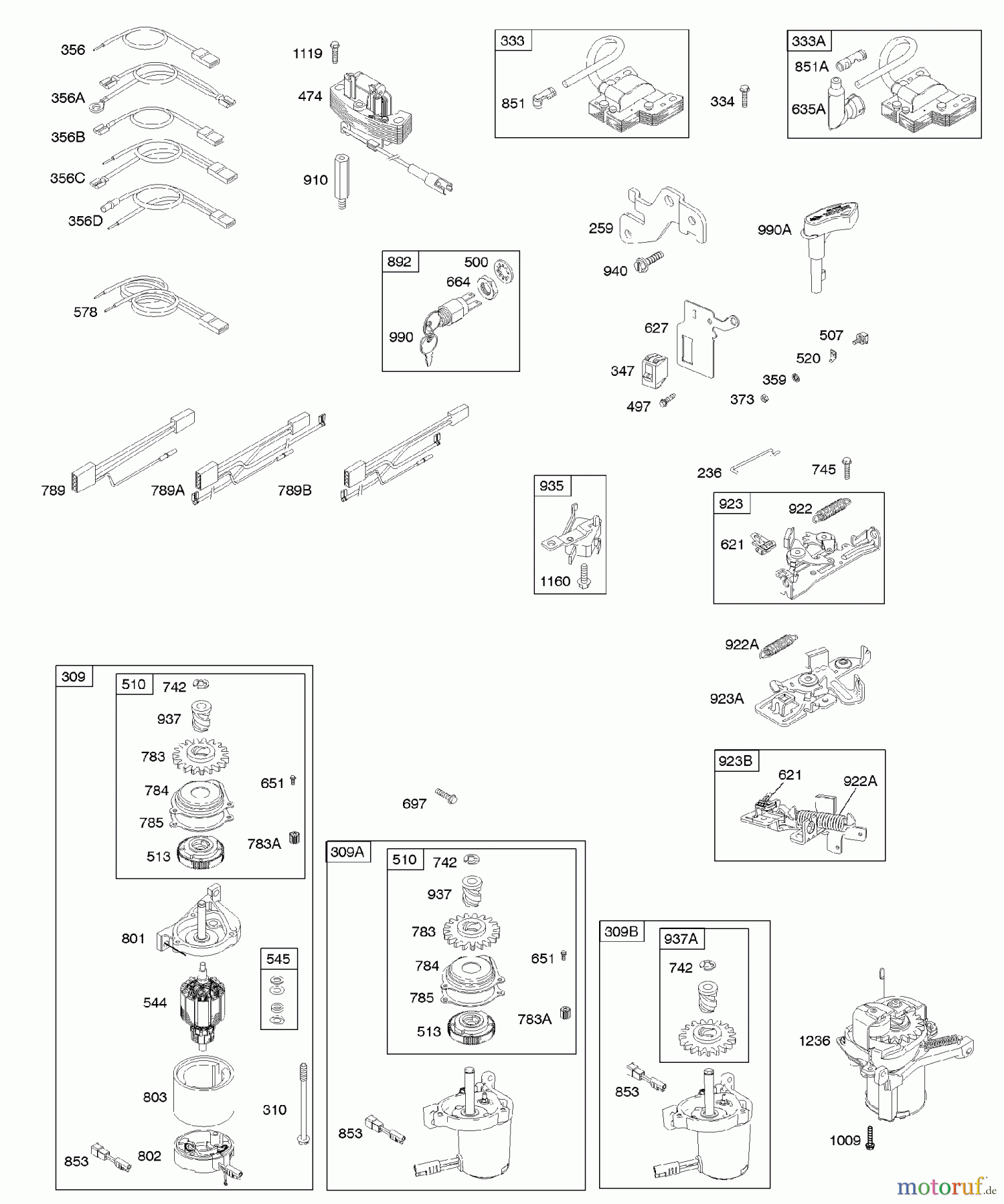 Viking Motoren B & S 12. . . 12F807-1310-01 B - Generator, Elektroanlasser, elektrische An