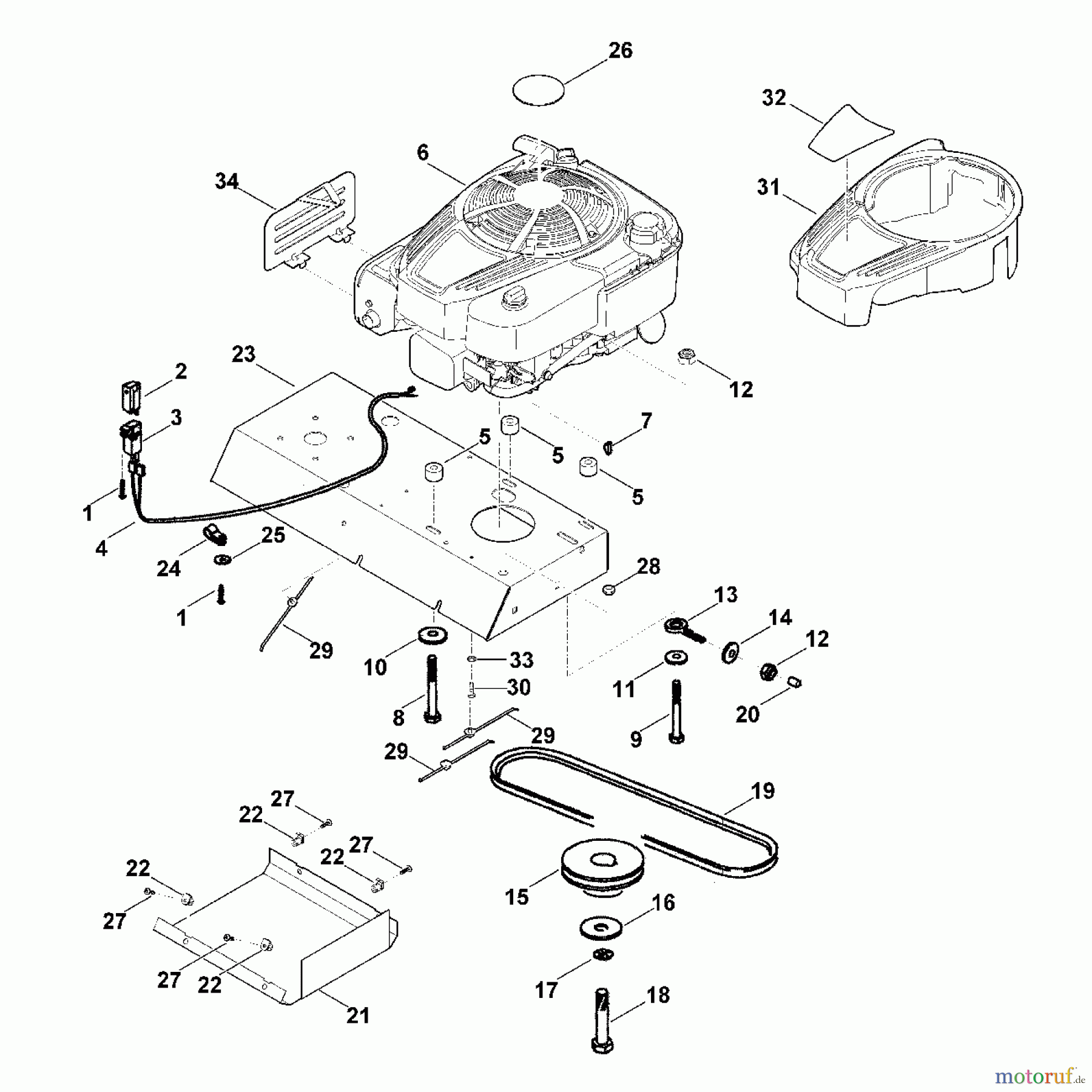 Viking Häcksler Benzin GB 370.1 S B - Motor, Antrieb
