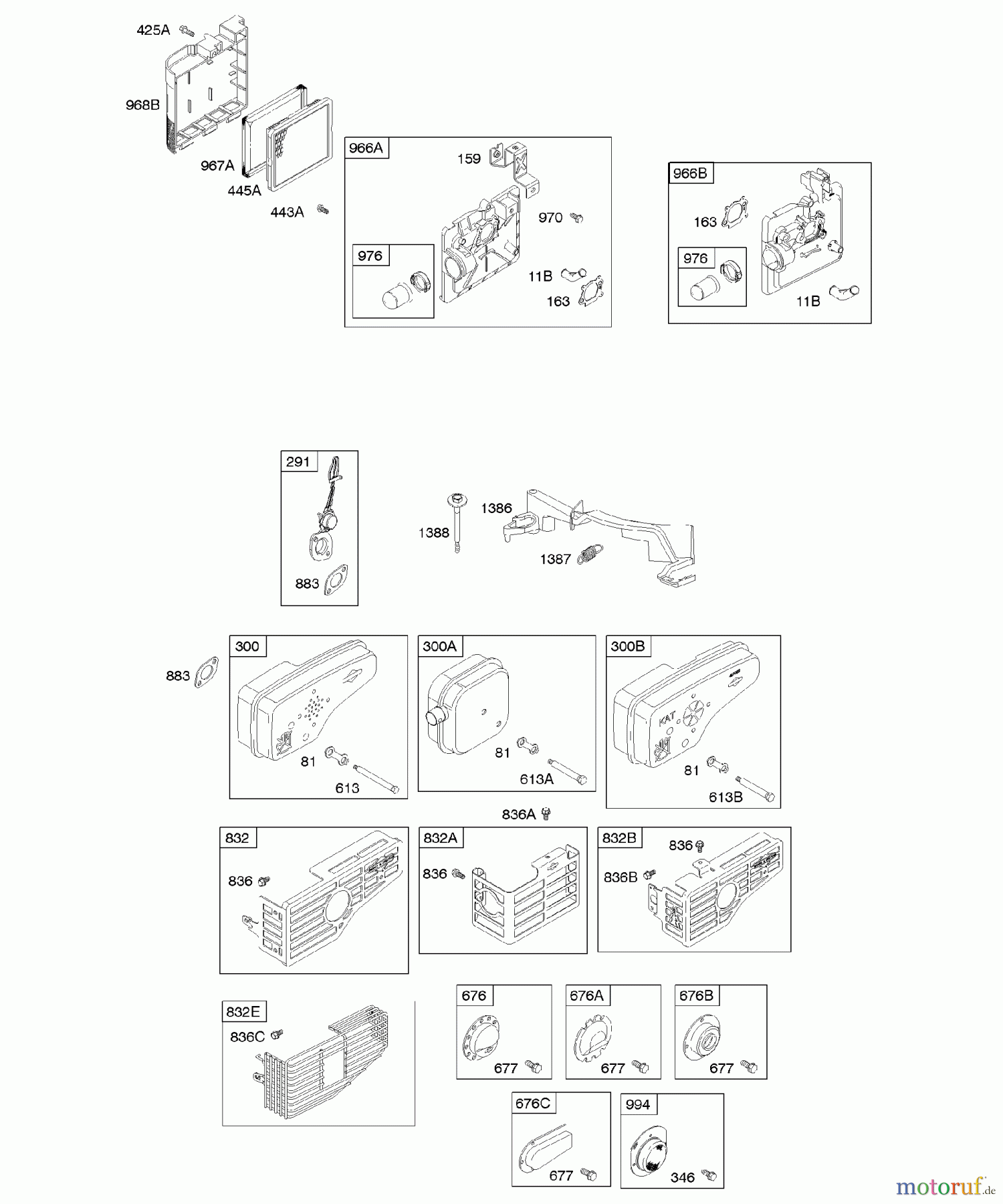 Viking Motoren B & S 12. . . 12H807-1808-B1 A - Luftfilter, Auslasssystem