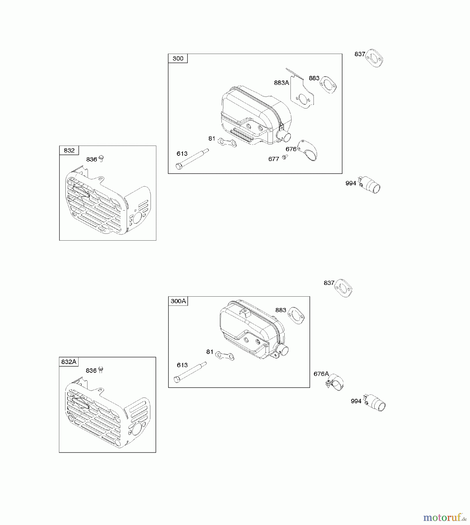 Viking Motoren B & S 12. . . 12Q902-0154-B1 H - Auslasssystem