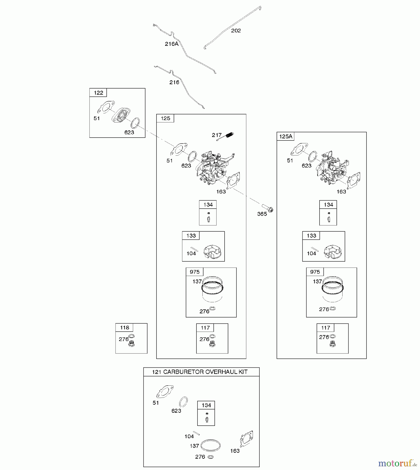 Viking Motoren B & S 12. . . 12Q902-0169-B1 E - Vergaser, Vergaserüberholungssatz