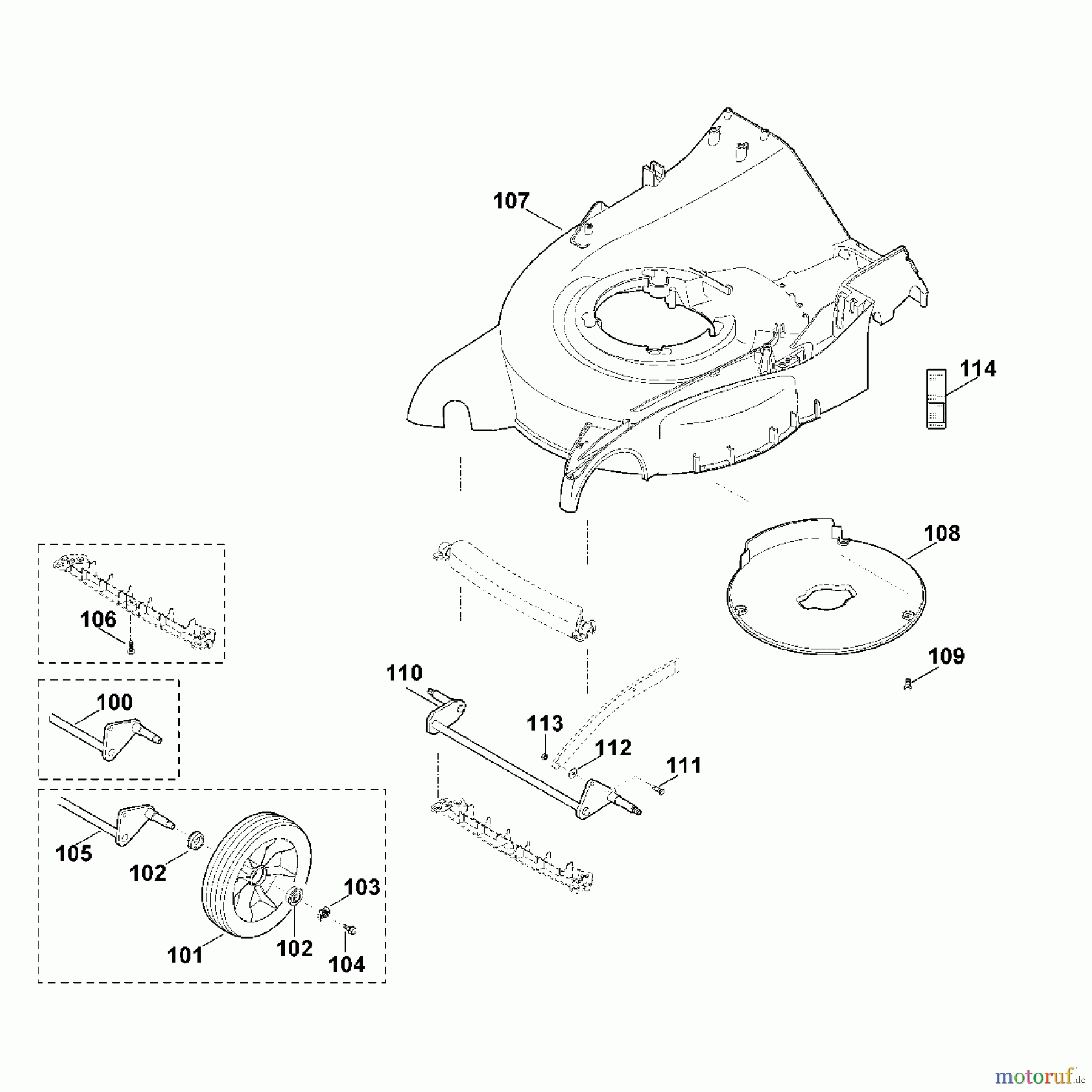 Viking Rasenmäher Benzinrasenmäher MB 650.0 KS, MB 650.0 VS D1 - Gehäuse, Vorderachse (f. ältere Bauart)