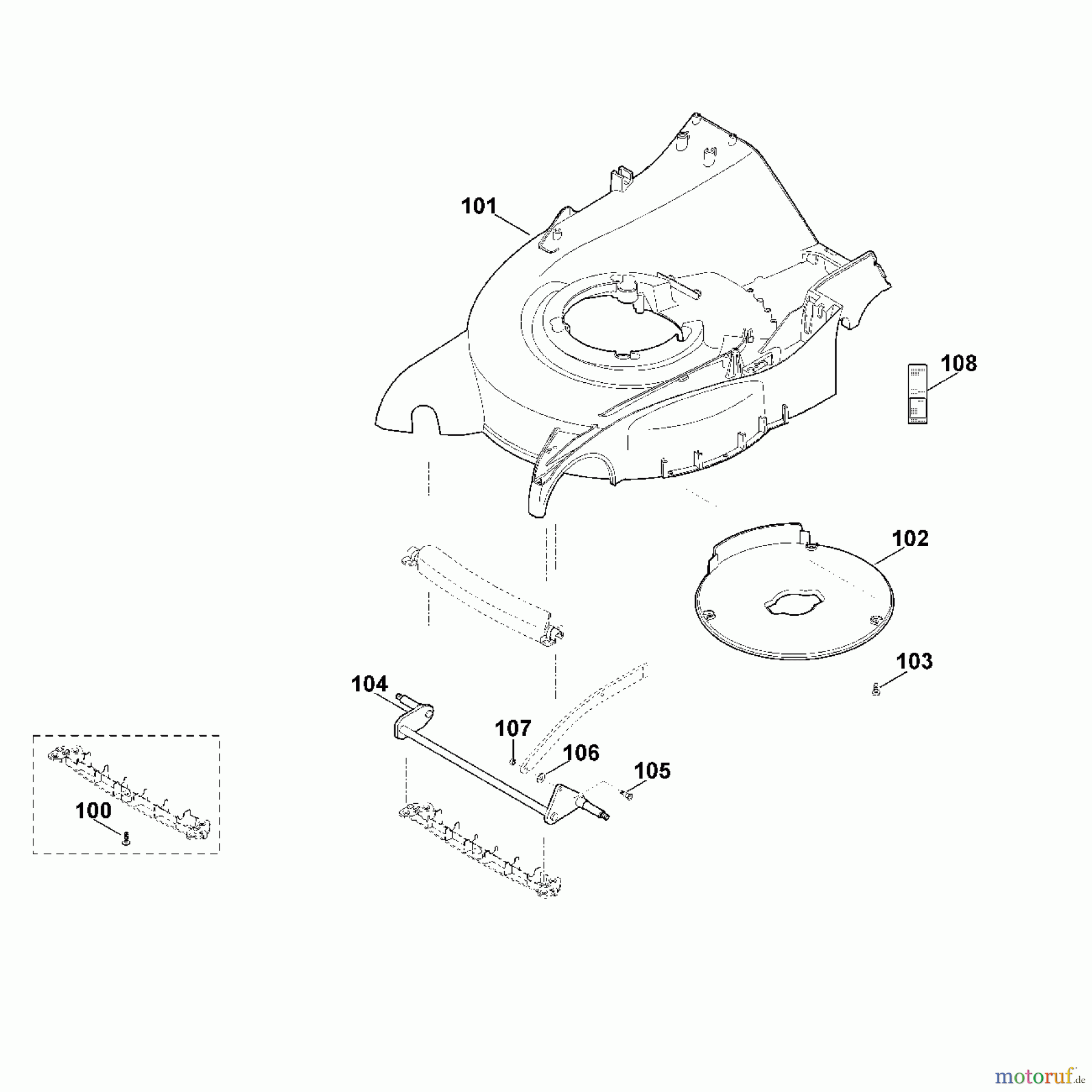 Viking Rasenmäher Benzinrasenmäher MB 650.0 VR D1 - Gehäuse, Vorderachse (f. ältere Bauart)