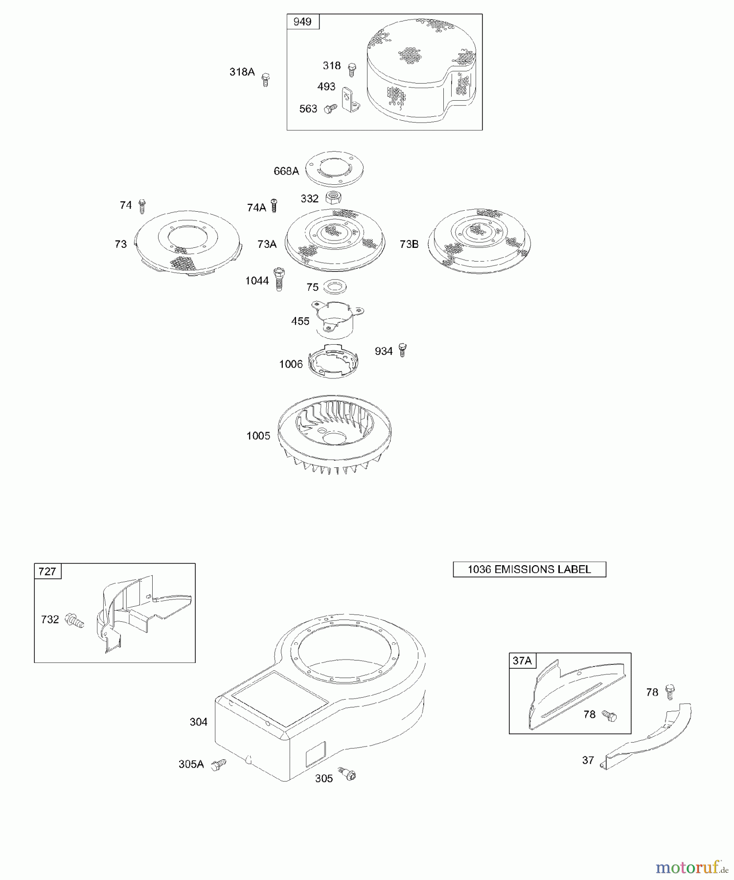 Viking Motoren B & S 28. . . 28M707-1194-E1 C - Lüftergehäuse, Schwungradlüfter, rotierend