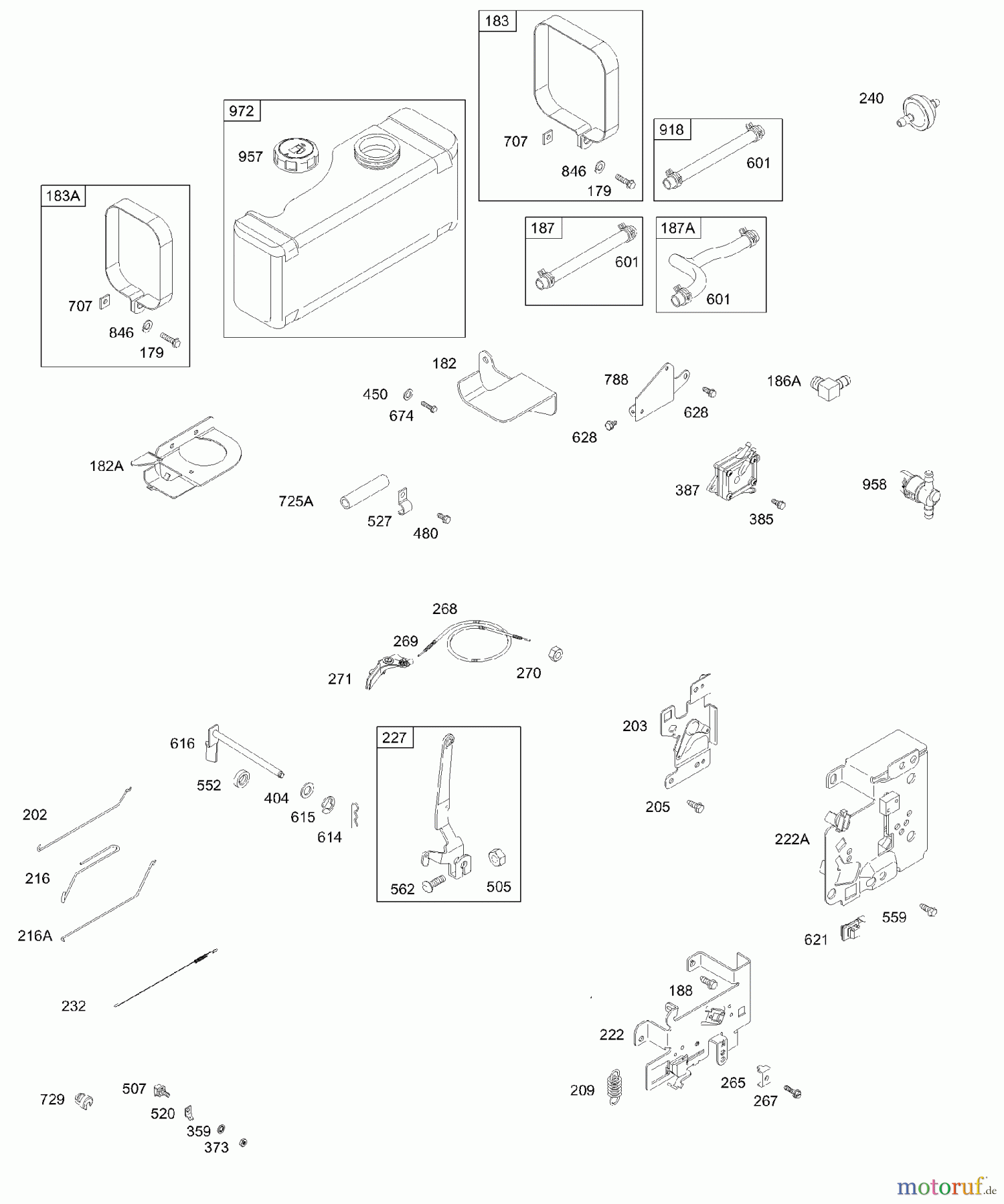 Viking Motoren B & S 28. . . 28M707-1194-E1 E - Bedienelemente, Federn, Kraftstofftank, Sc