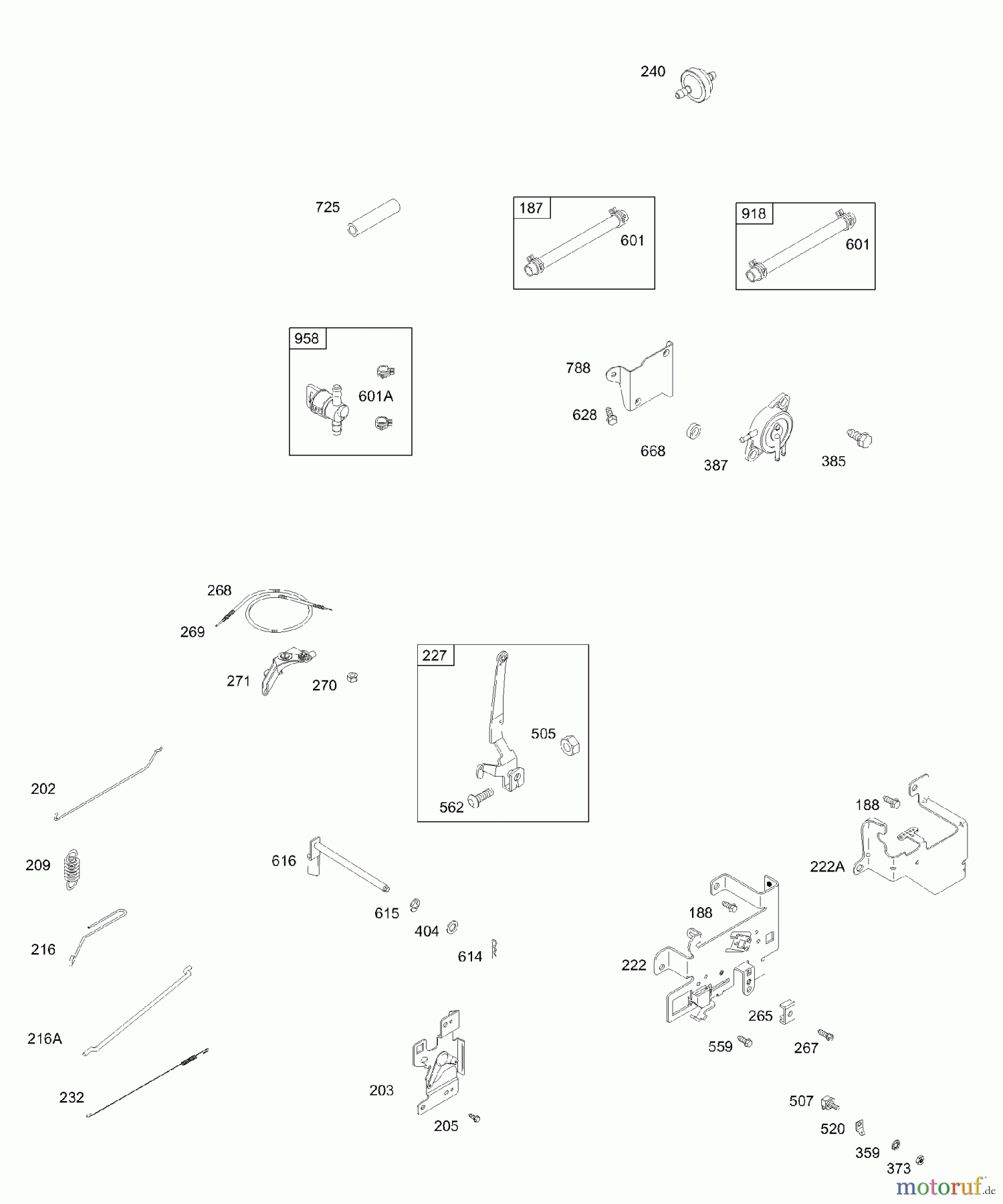  Viking Motoren B & S 28. . . 28N707-1139-E1 E - Bedienelemente, Verbindungen, Federn, Kraf