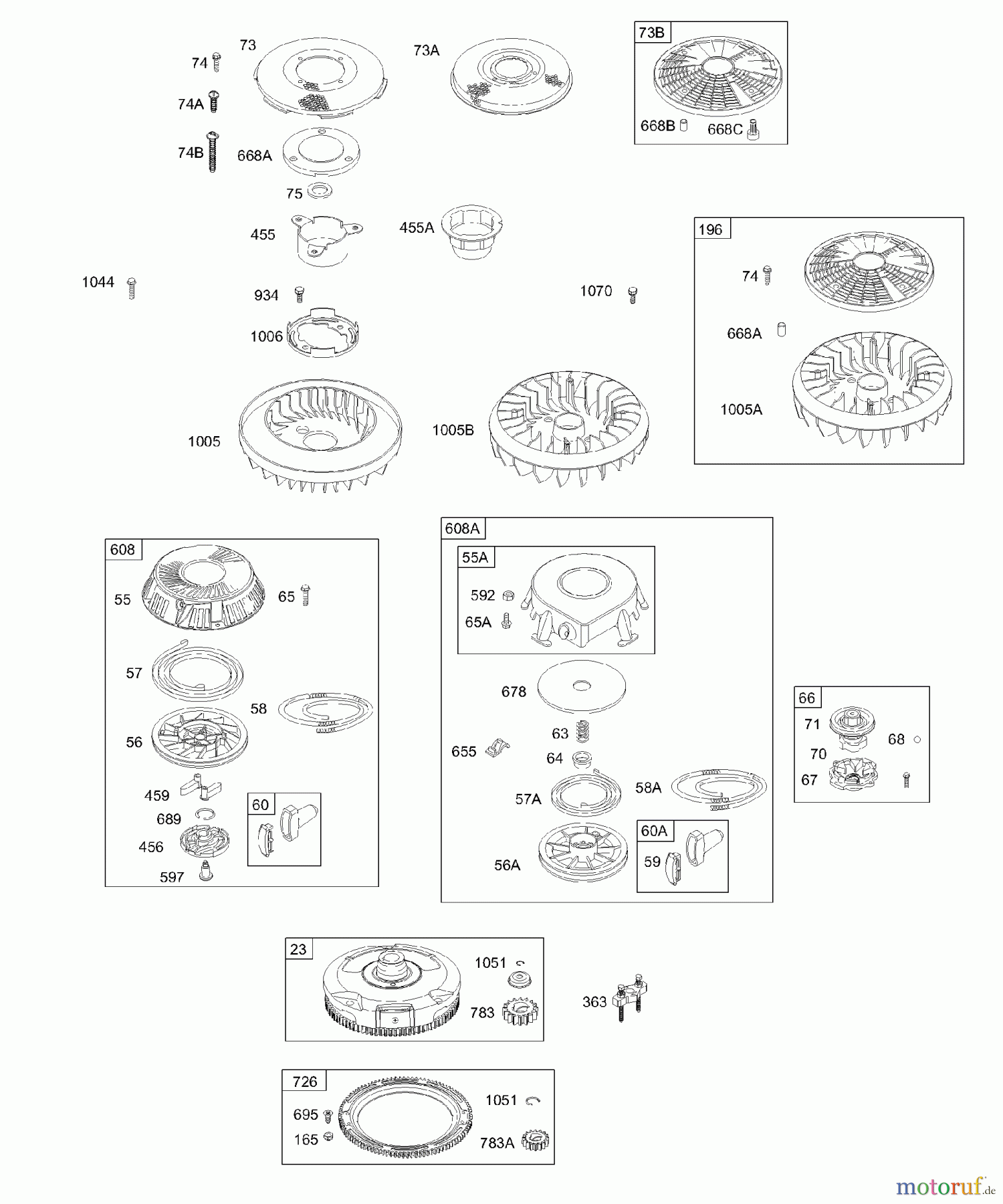 Viking Motoren B & S 28. . . 28N707-1139-E1 I - Schwungradlüfter, rotierendes Sieb, Schwun