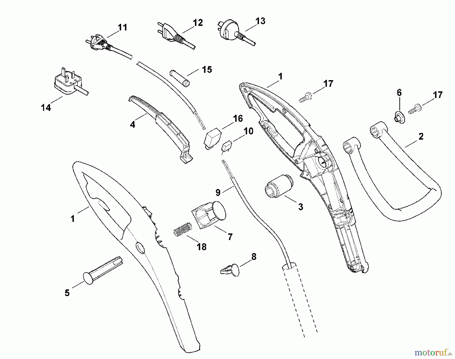  Viking Handgeführte Elektrogeräte Rasentrimmer TE 310, TE 410 A - Handgriff