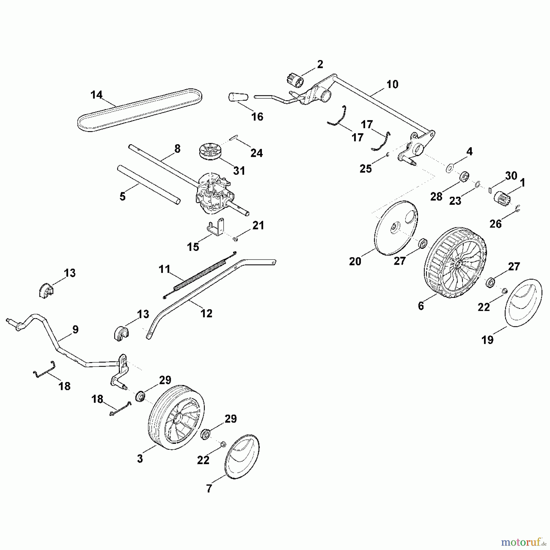 Viking Rasenmäher Benzinrasenmäher MB 248.1 T C - Fahrwerk, Getriebe