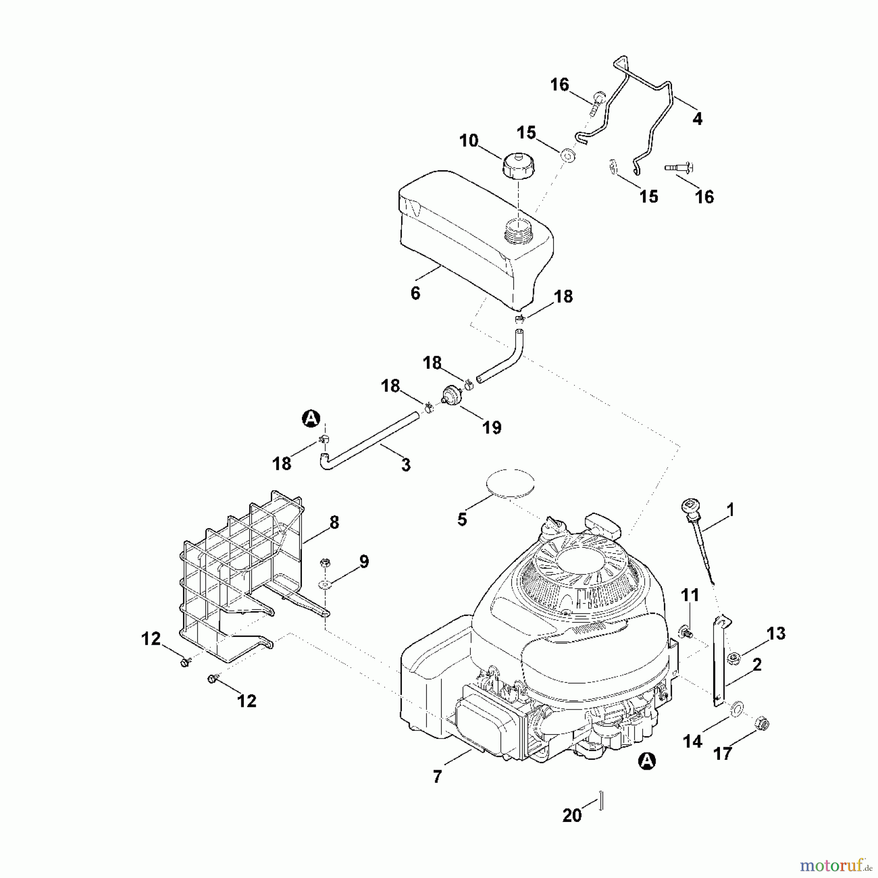 Viking Häcksler Benzin GB 460.1 C C - Motor, Tank