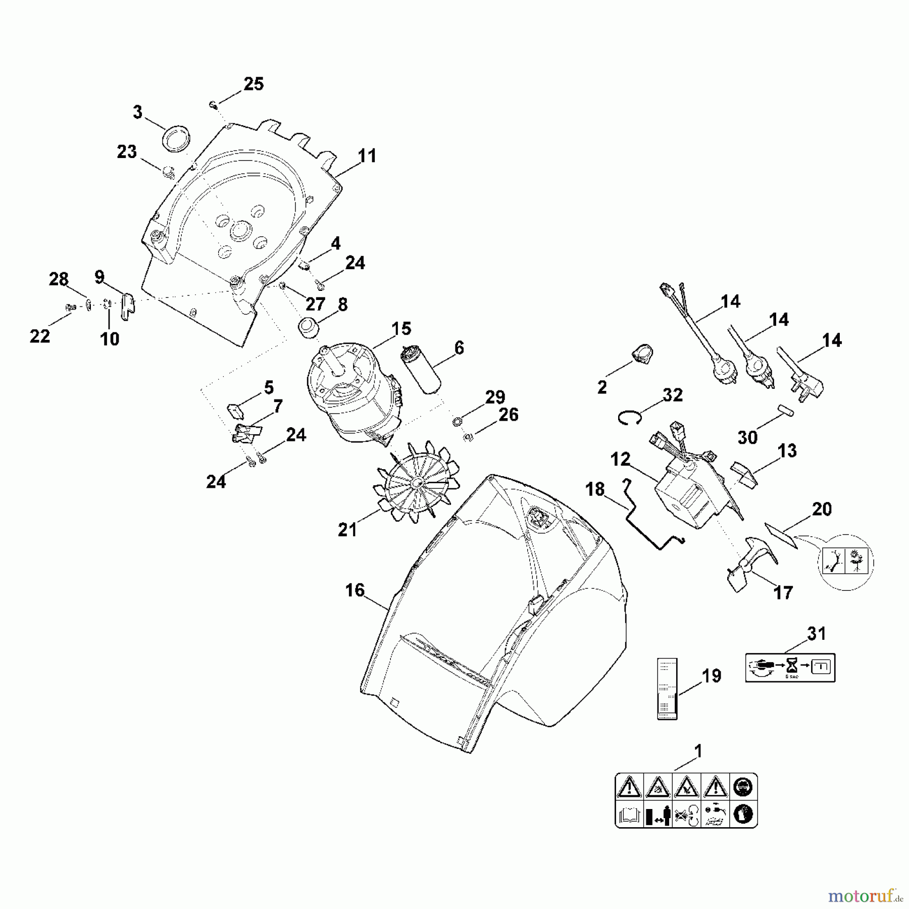 Viking Häcksler Elektro GE 355.1 C - Gehäuse, Elektromotor