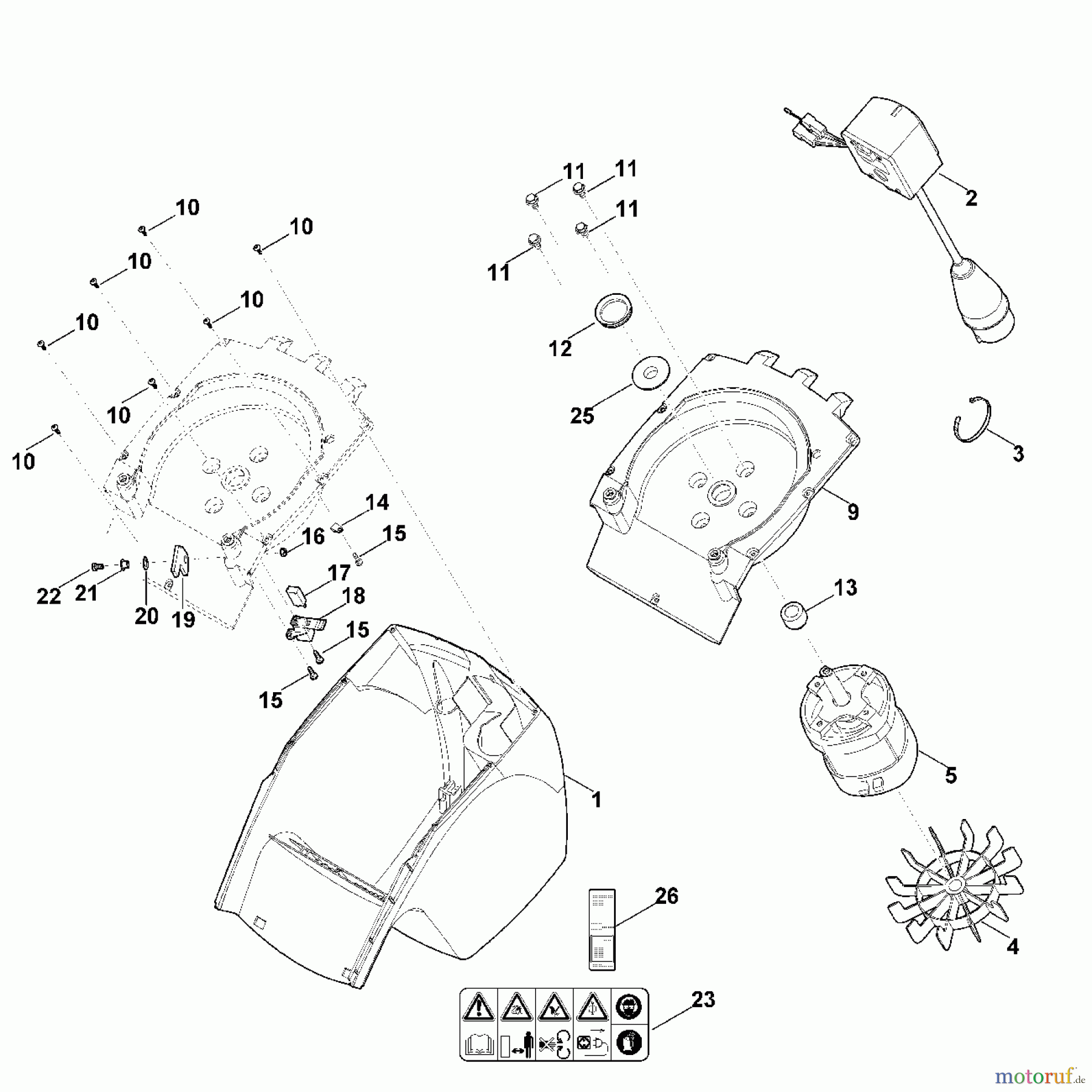 Viking Häcksler Elektro GE 260.1 S B - Gehäuse, Elektromotor