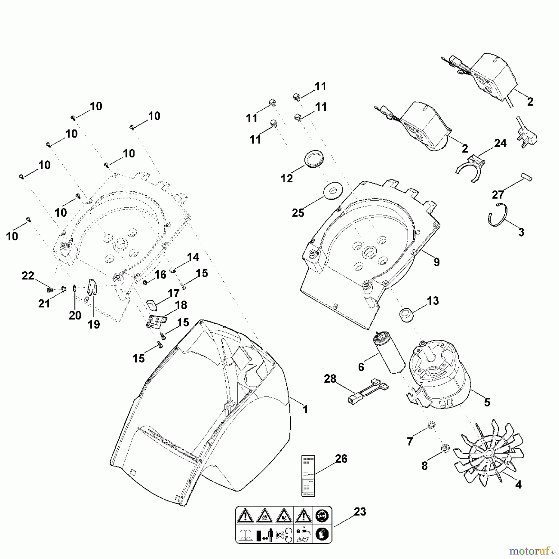 Viking Häcksler Elektro GE 150.1 B - Gehäuse, Elektromotor