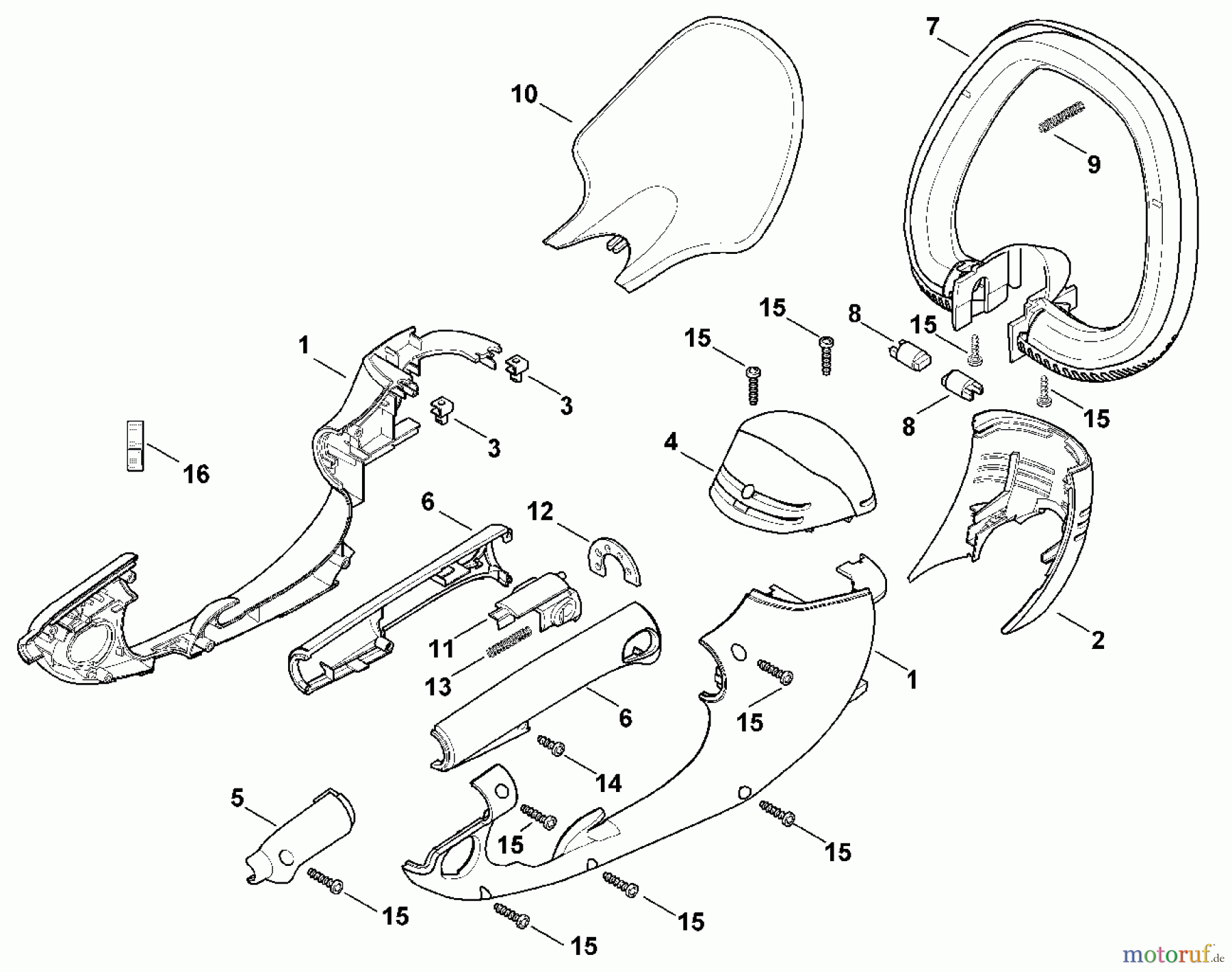  Viking Handgeführte Elektrogeräte Heckenscheren Elektro HE 515 A - Gehäuse, Bedienelemente