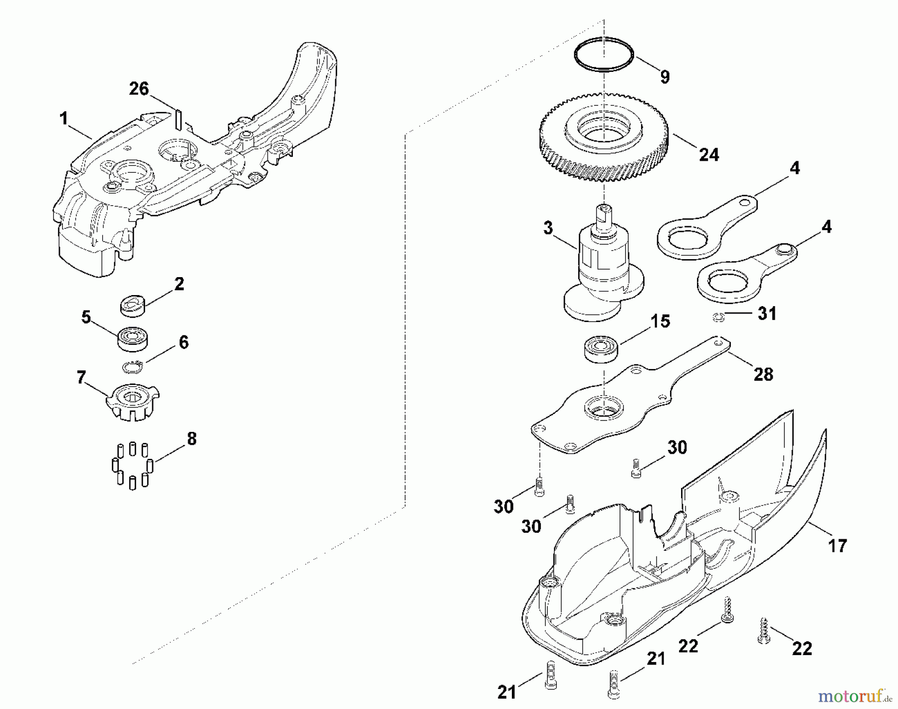 Viking Handgeführte Elektrogeräte Heckenscheren Elektro HE 515 B - Untersetzungsgetriebe
