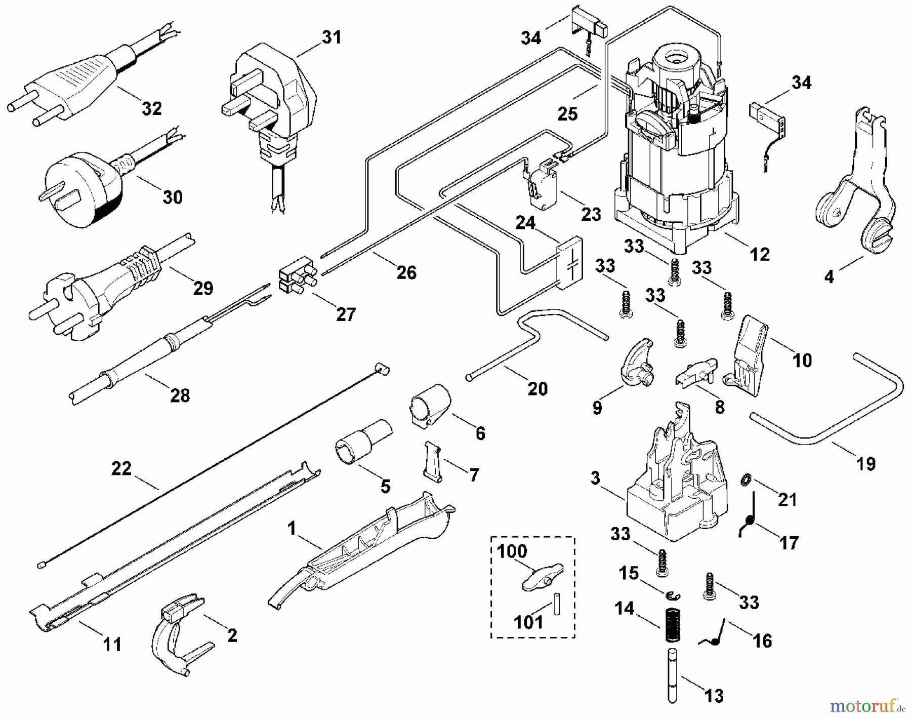 Viking Handgeführte Elektrogeräte Heckenscheren Elektro HE 515 C - Elektromotor, Schaltsystem