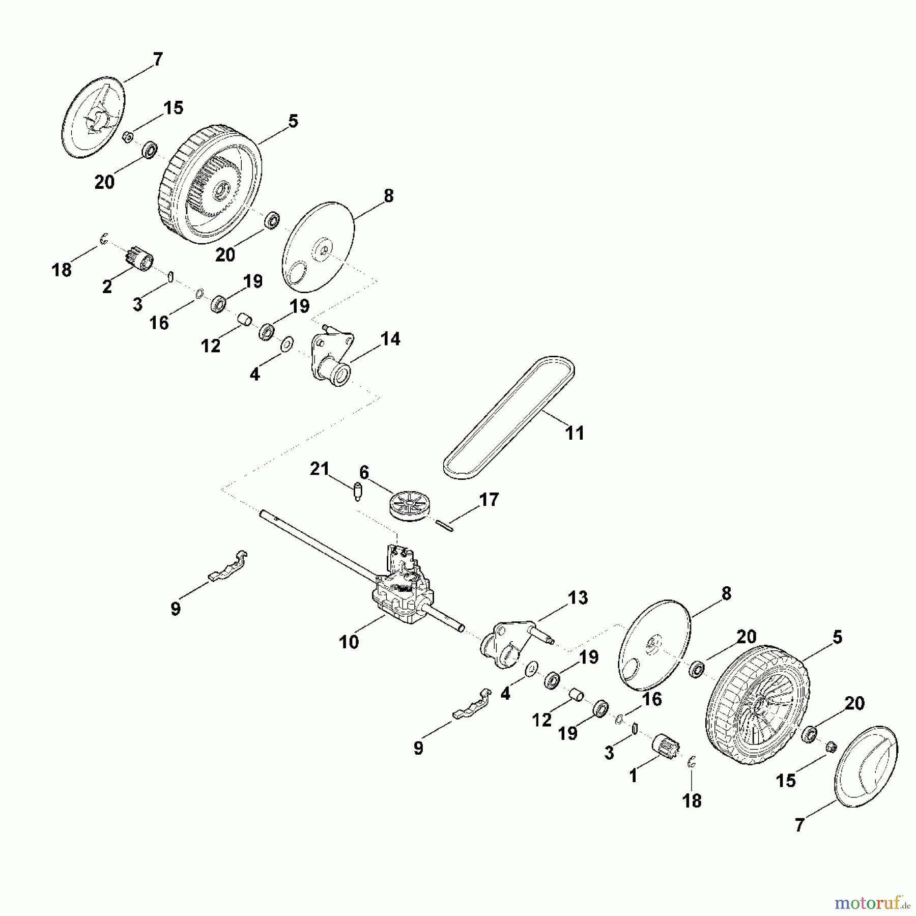 Viking Rasenmäher Benzinrasenmäher MB 4.0 RT C - Vorderachse, Getriebe