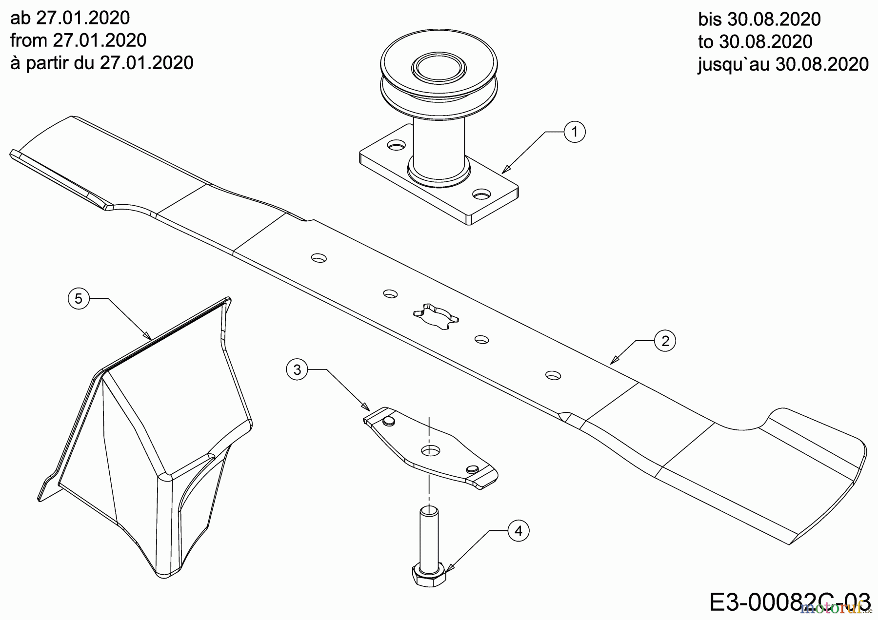 MTD Motormäher mit Antrieb Advance 53 SPKVHW 12BKPN7D600 (2020) Messer, Mulchstopfen ab 27.01.2020 / bis 30.08.2020