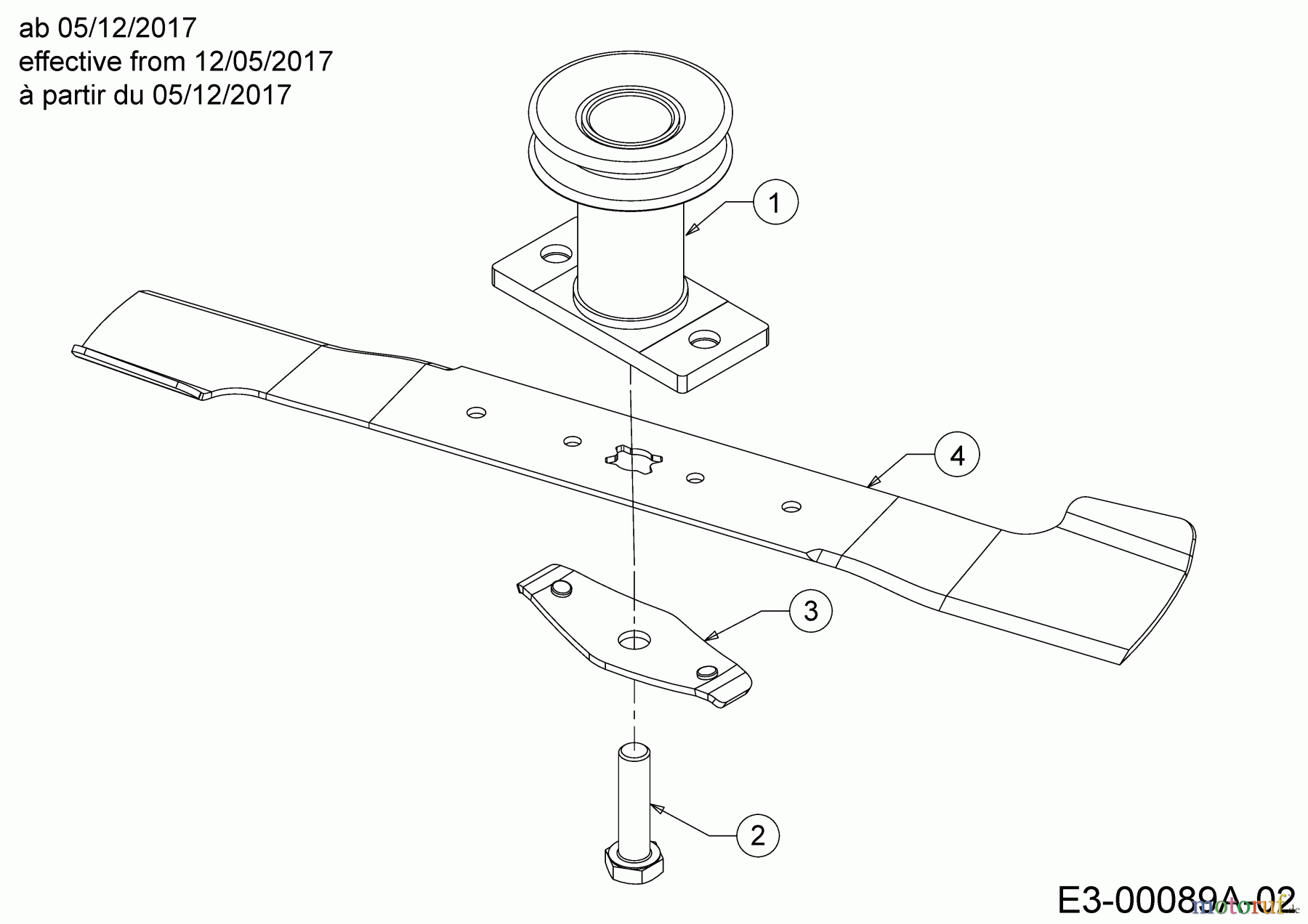 MTD Motormäher mit Antrieb BE 53 HWBIS 12AEPD7E676  (2018) Messer, Messeraufnahme ab 05/12/2017