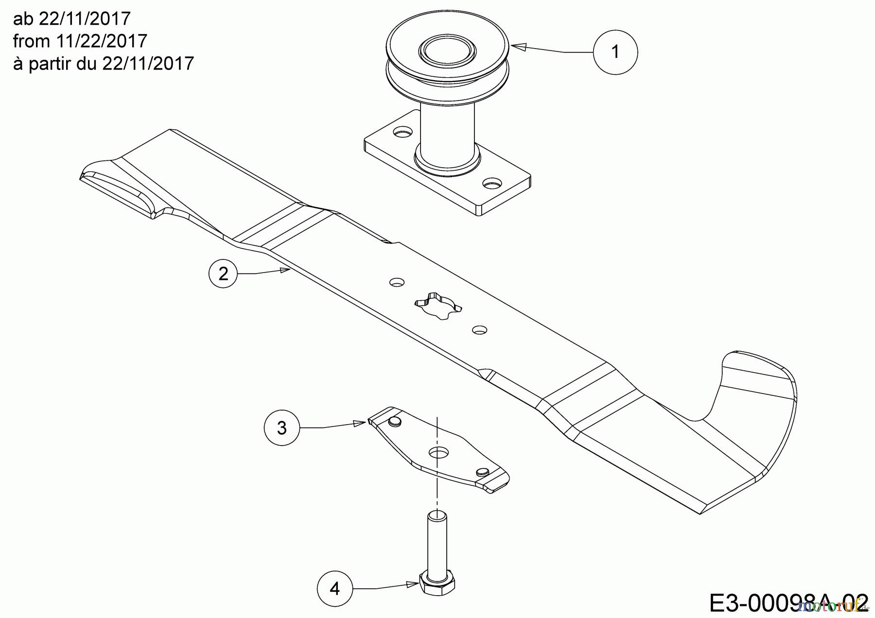 MTD Motormäher mit Antrieb Smart 46 SPOHW 12A-TBS4600 (2018) Messer, Messeraufnahme ab 22/11/2017