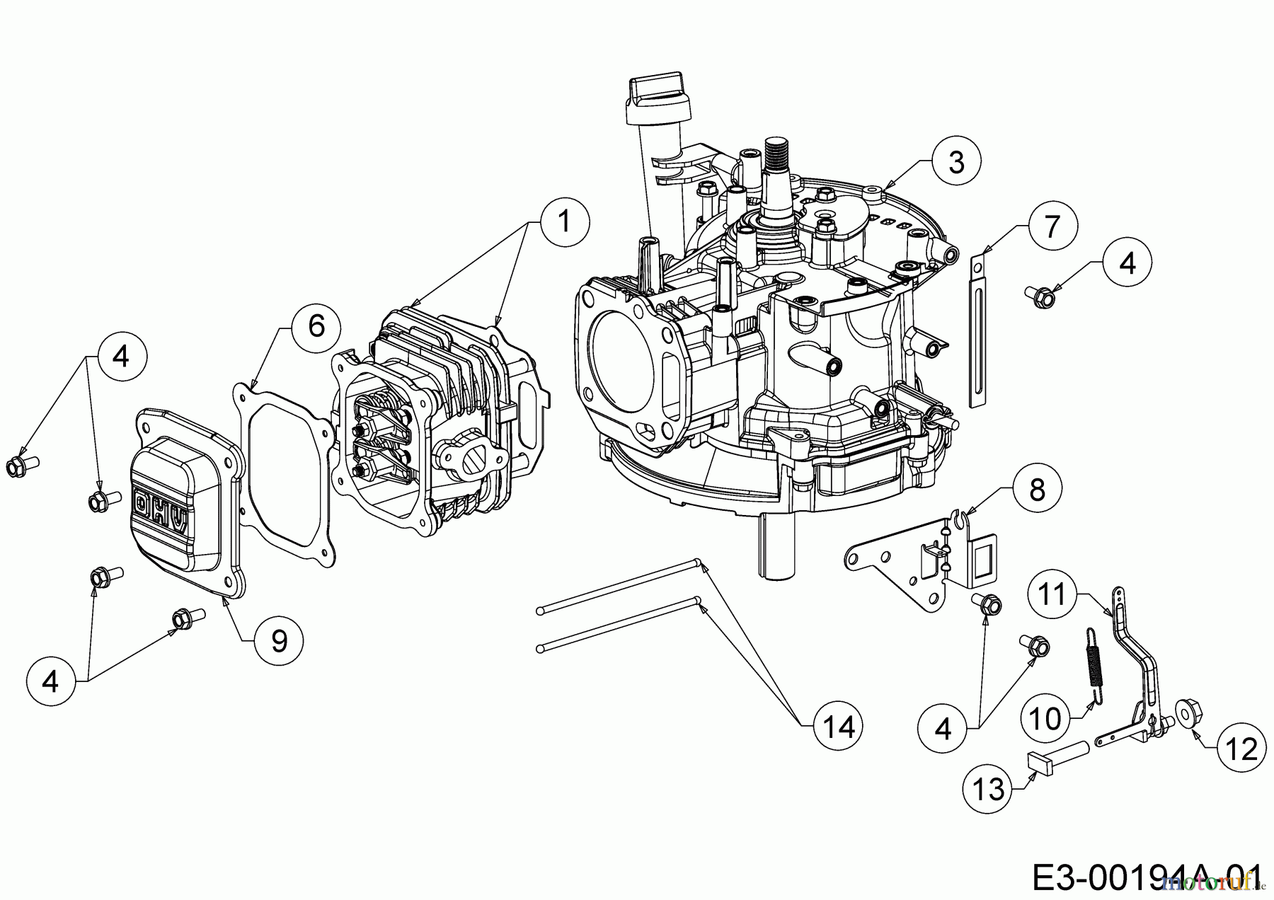 MTD-Motoren Vertikal 6X65RHA 752Z6X65RHA (2018) Reglerhebel, Shortblock, Zylinderkopfdeckel