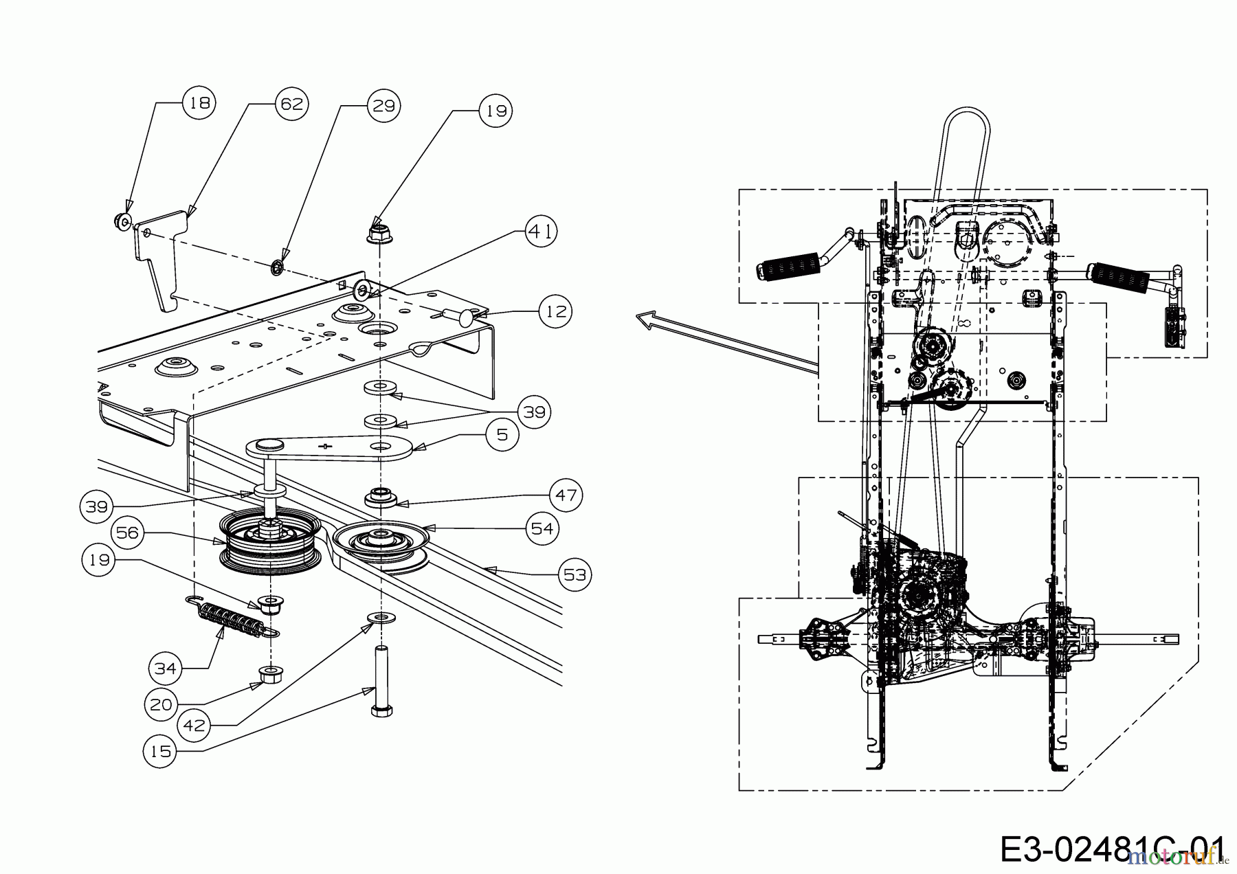 MTD Rasentraktoren LT 105 EXHK 13AG71KN682 (2019) Keilriemen Fahrantrieb, Spannrolle, Umlenkrolle