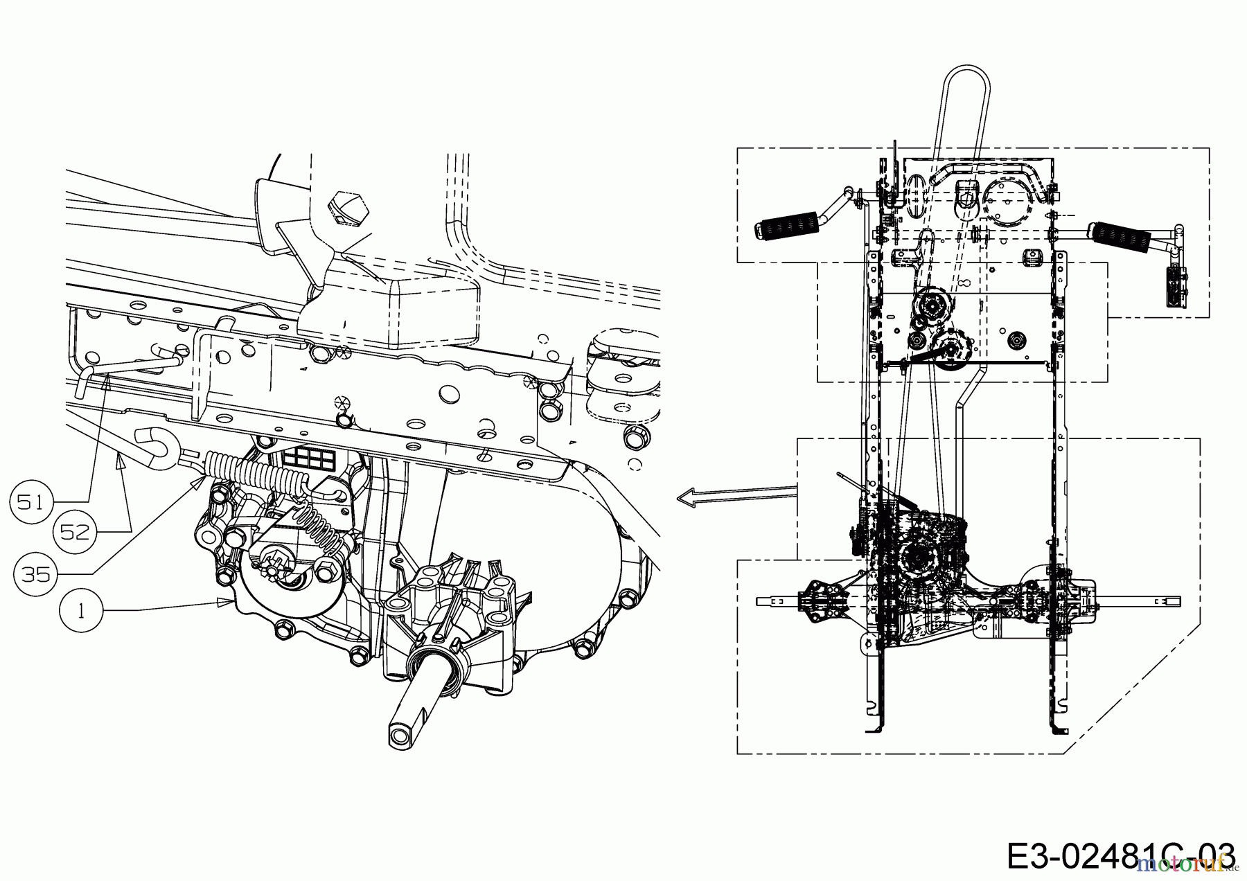 MTD Rasentraktoren LT 105 EXHK 13AG71KN682 (2019) Bremsstange, Bypassstange, Hydrostat