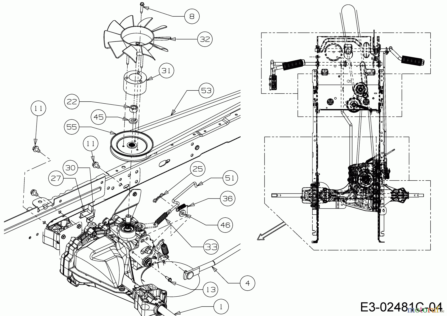 MTD Rasentraktoren LT 105 EXHK 13AG71KN682 (2019) Keilriemenscheibe Hydrostat, Lüfterrad