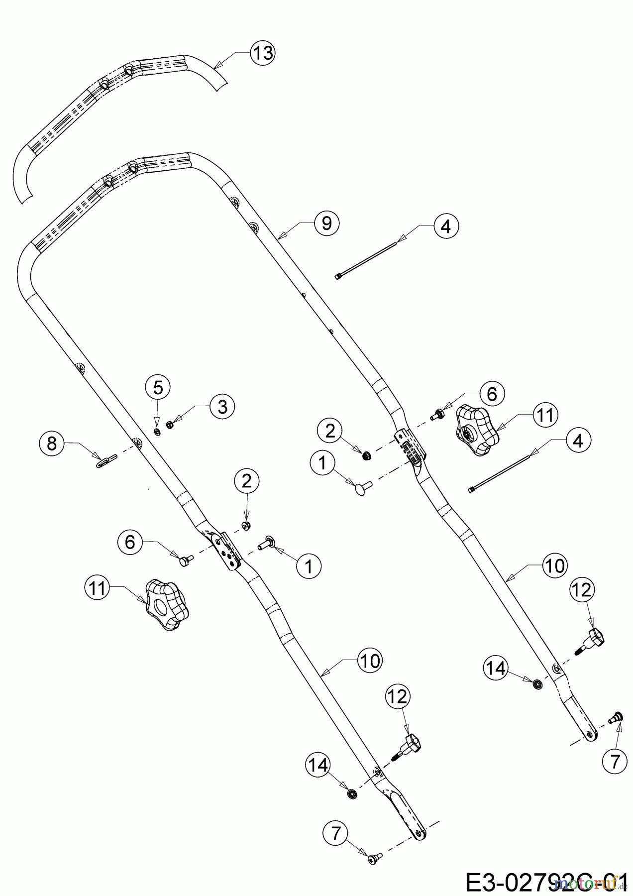 Mr.Gardener Motormäher mit Antrieb HW 53 BA-2 12B-PN7B629 (2019) Holm