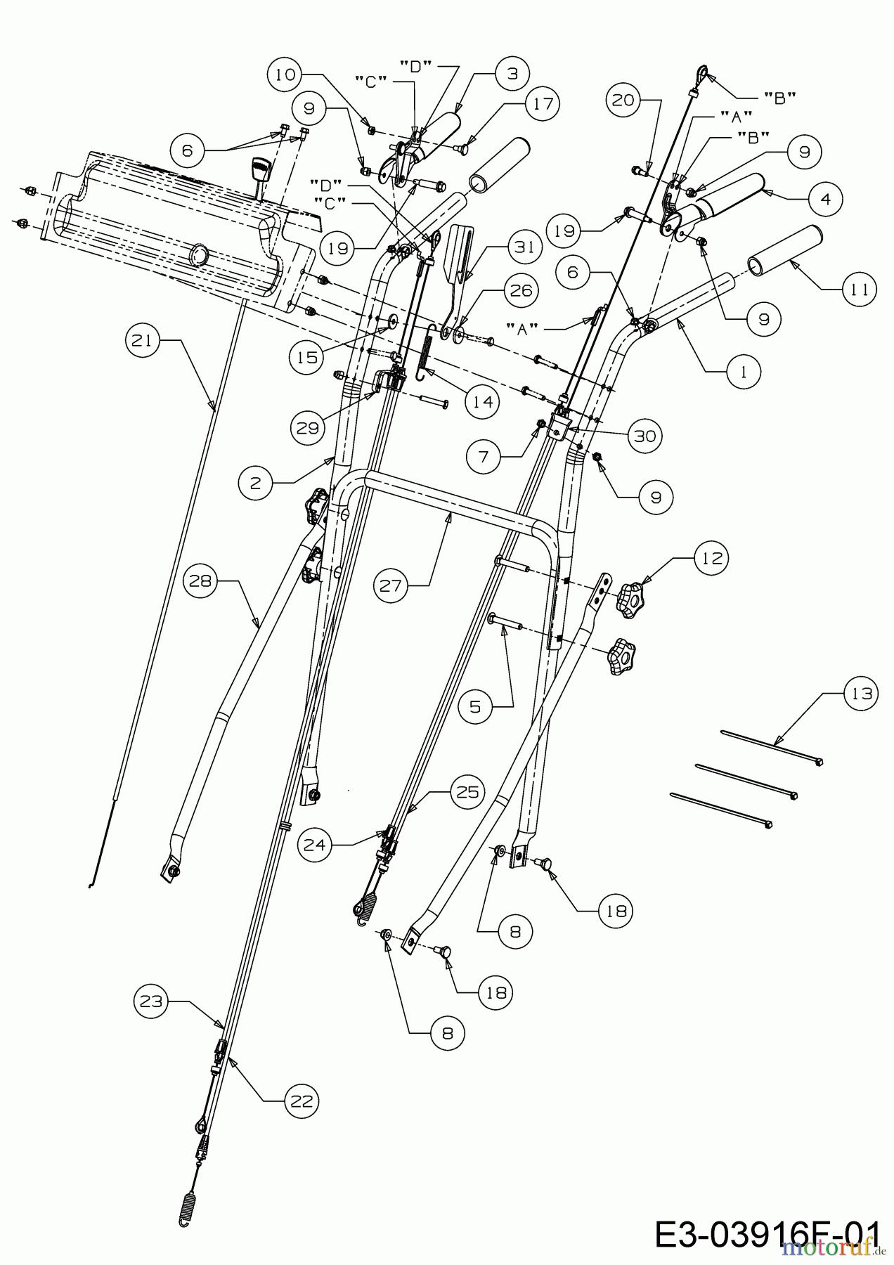  MTD Motormäher mit Antrieb WCM 84 E 12AE76SM678  (2020) Holm