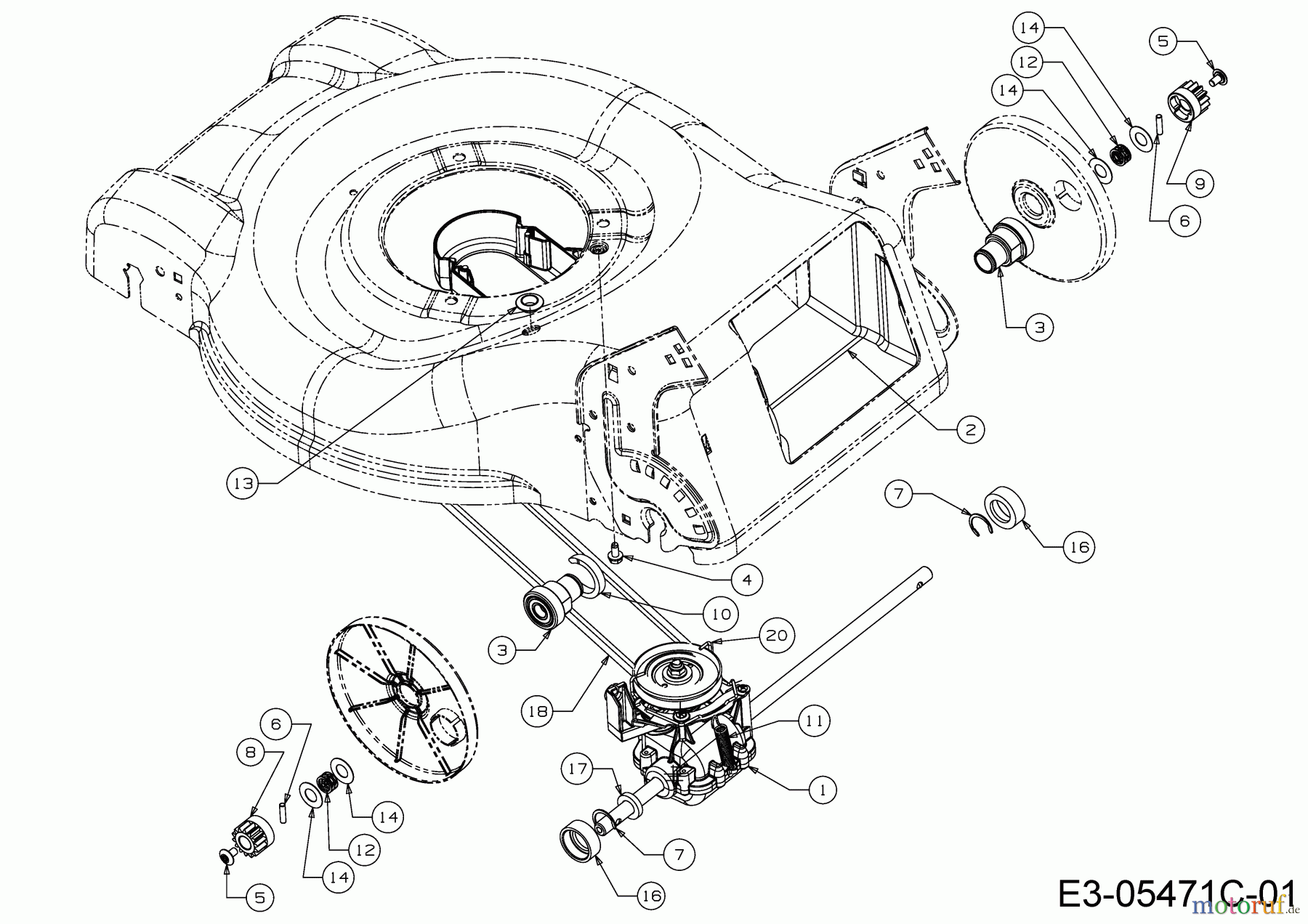 MTD Motormäher mit Antrieb 46 BS 12A-J75B600 (2020) Getriebe, Keilriemen