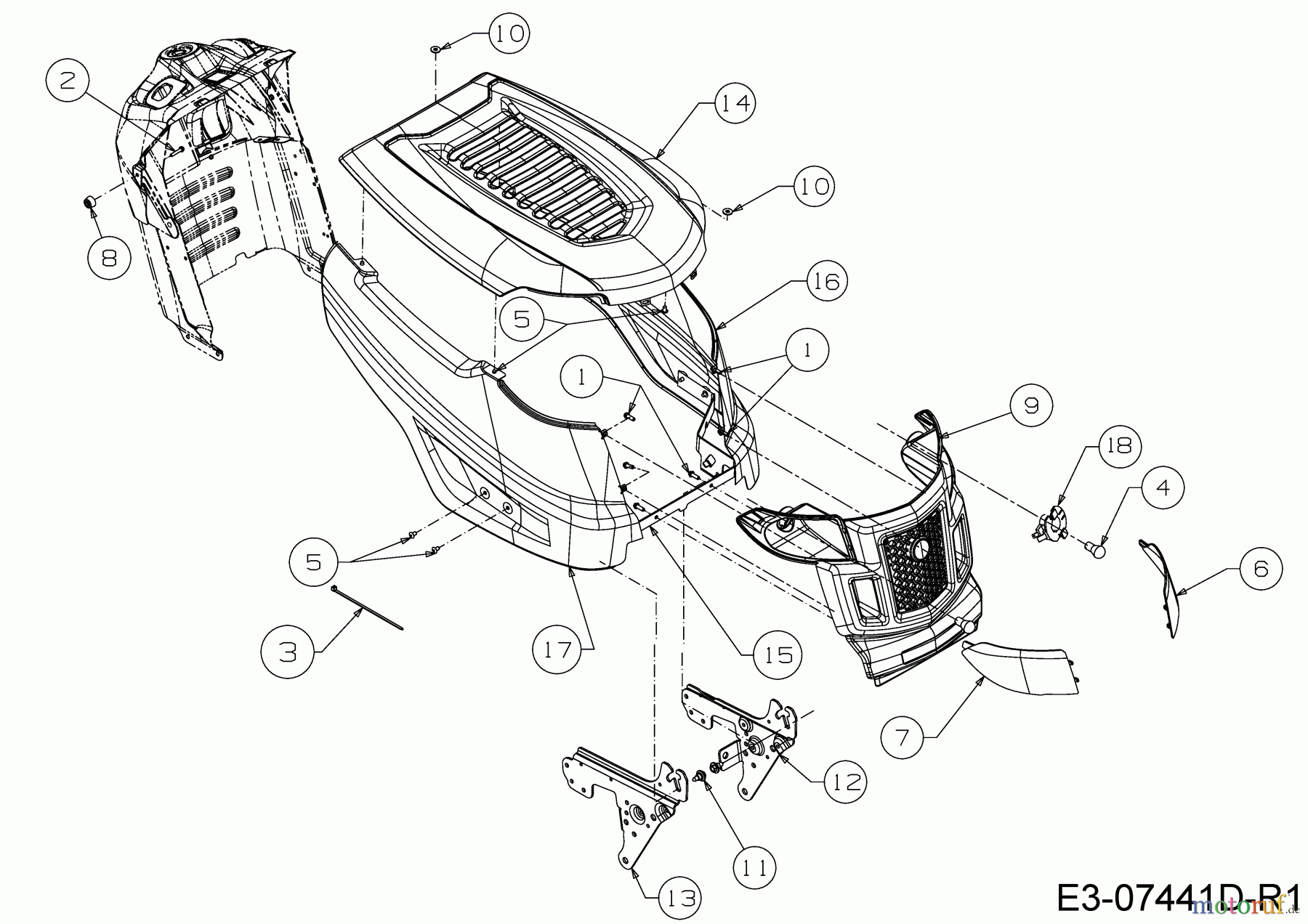 MTD Rasentraktoren Smart RF 130 H 13HH79KF600 (2020) Motorhaube K-Style