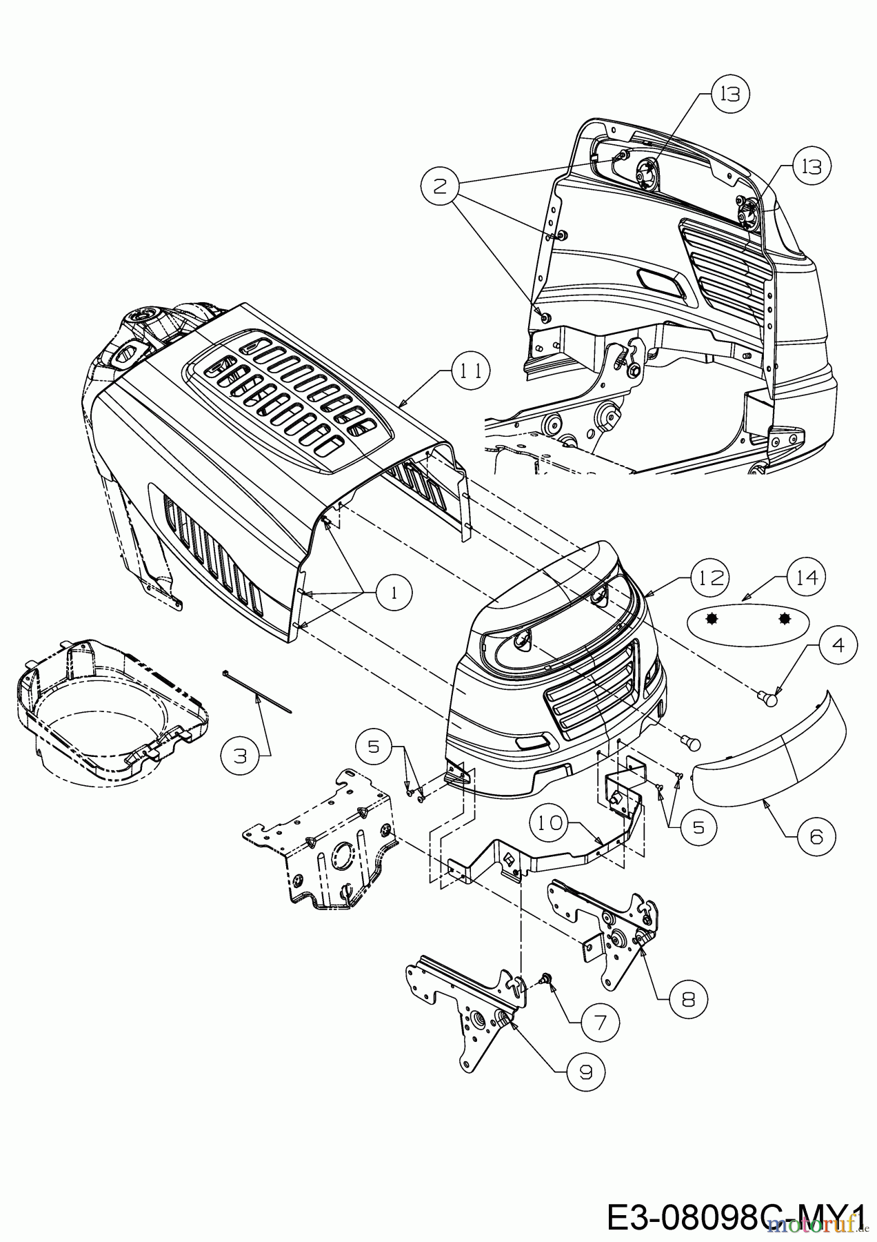 Riwall Rasentraktoren RLT 92 H 13A2715E676 (2019) Motorhaube 5-Style