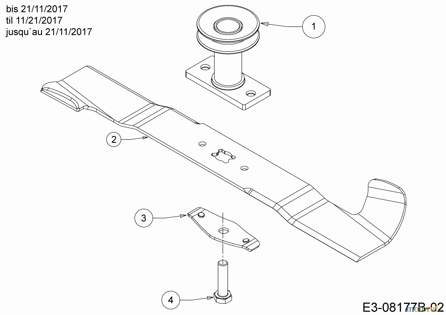 MTD Motormäher mit Antrieb Smart 46 SPOHW 12A-TBS4600 (2018) Messer, Messeraufnahme bis 21/11/2017