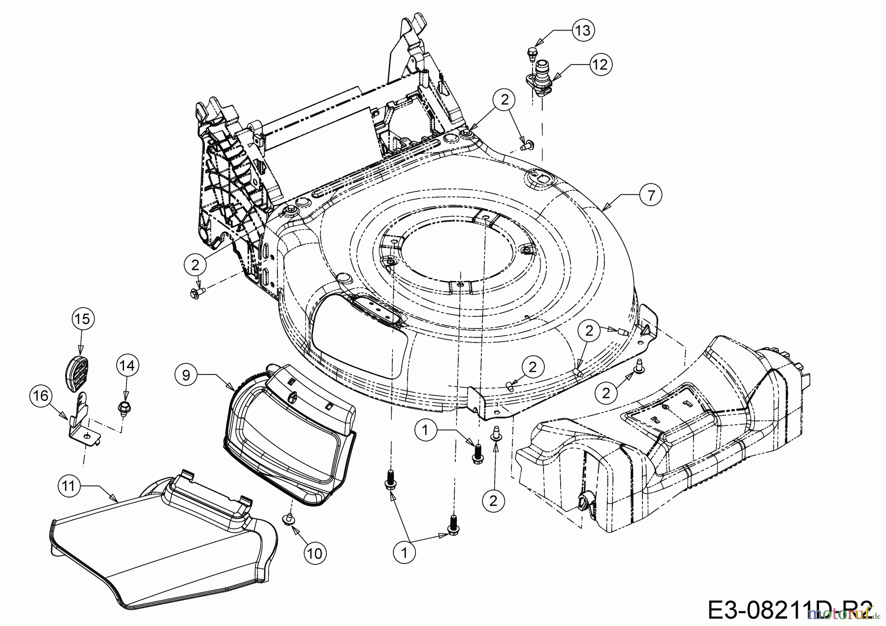  MTD Motormäher mit Antrieb Advance 53 SPKVHW 12AKPN7D600 (2019) Deflektor, Mähwerksgehäuse, Mulchklappe, Waschdüse