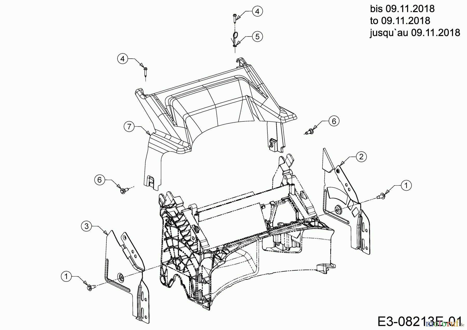MTD Motormäher mit Antrieb Optima 53 SPBHW 12D-PH5L600 (2019) Abdeckung hinten, Holmbraketten bis 09.11.2018