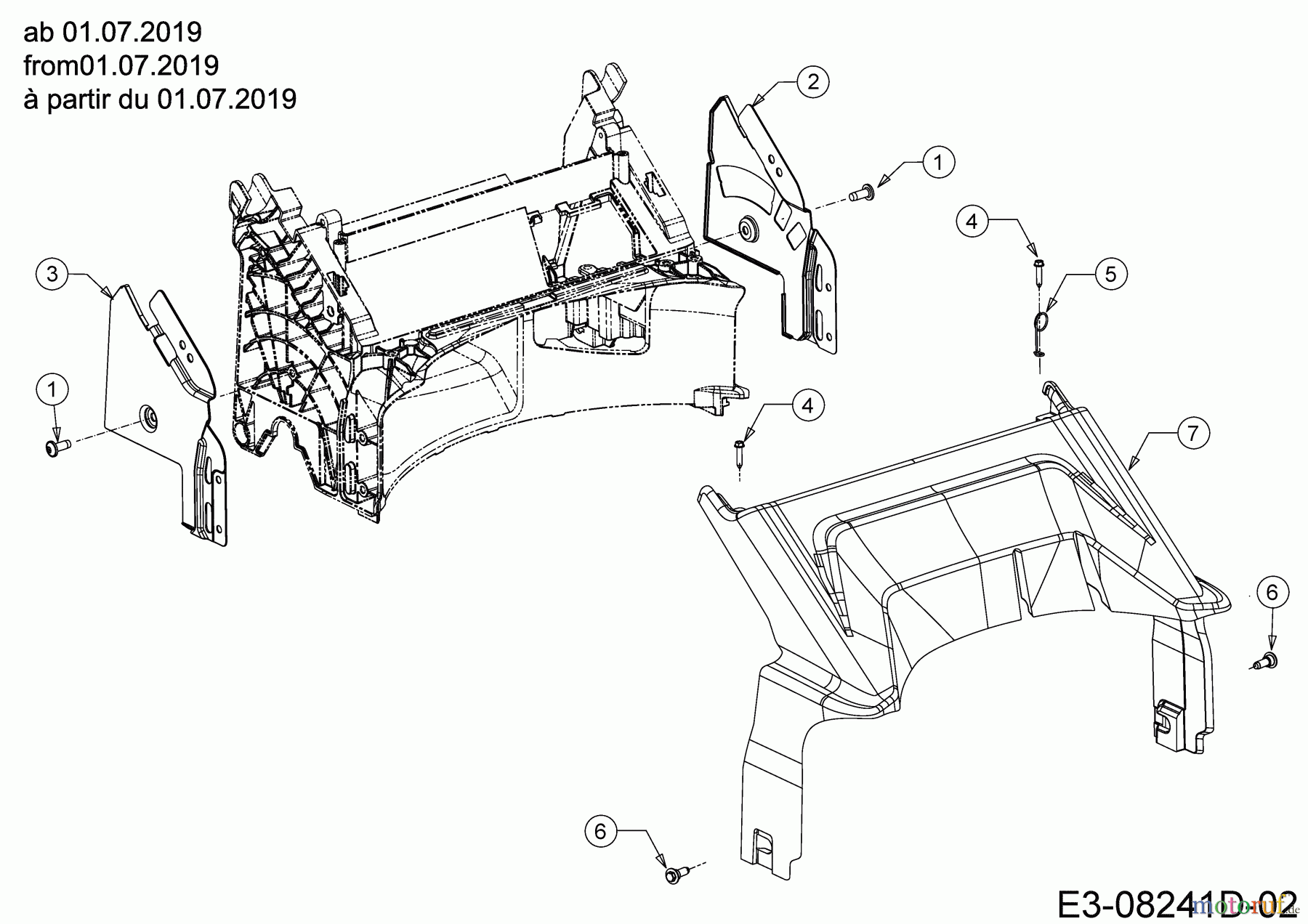 MTD Motormäher mit Antrieb Advance 53 SPKVHW 12AKPN7D600 (2019) Abdeckung hinten, Holmbraketten ab 01.07.2019
