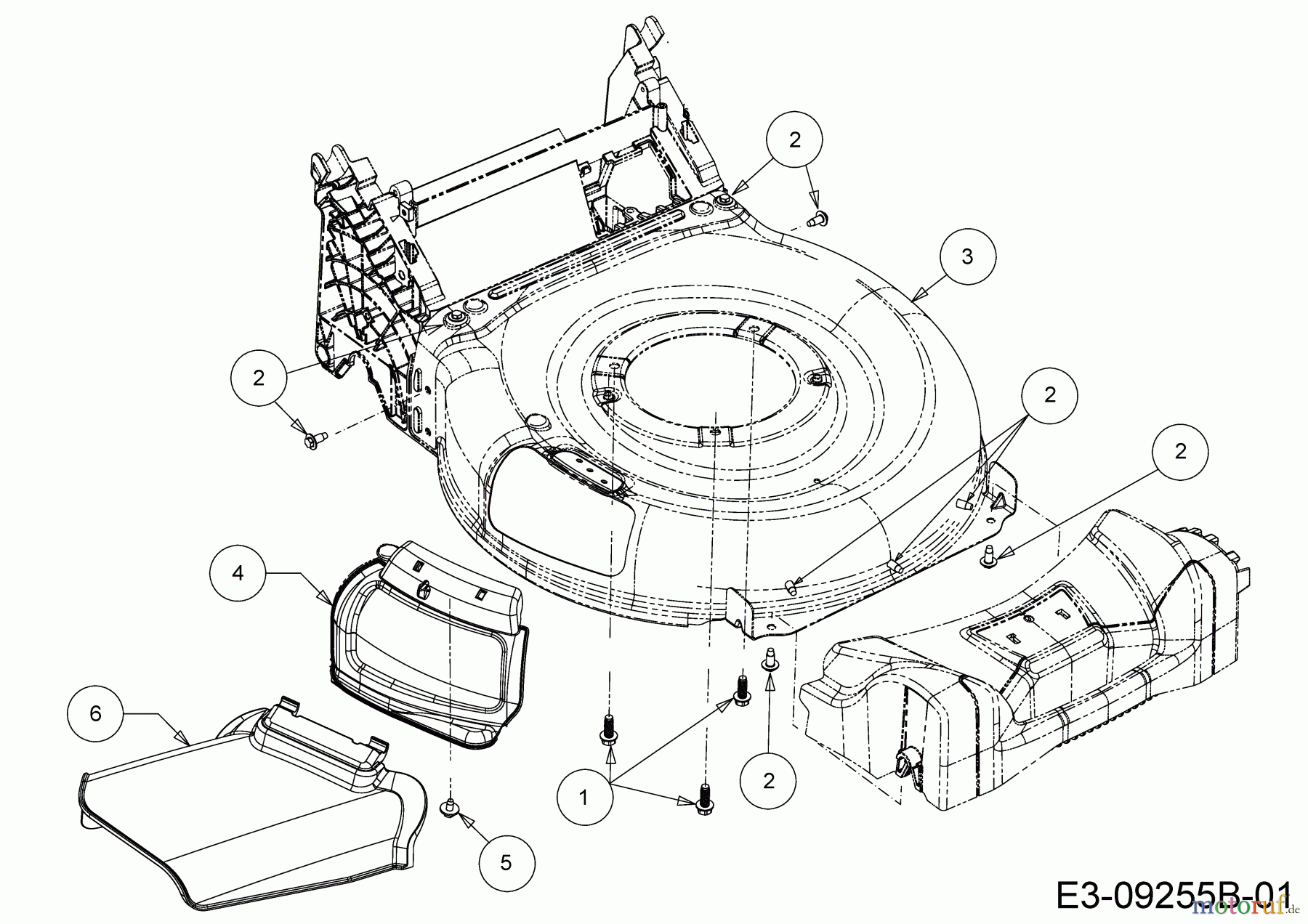 MTD Motormäher mit Antrieb 53 SPSBHW 12D-PH5L600 (2019) Deflektor, Mähwerksgehäuse, Mulchklappe