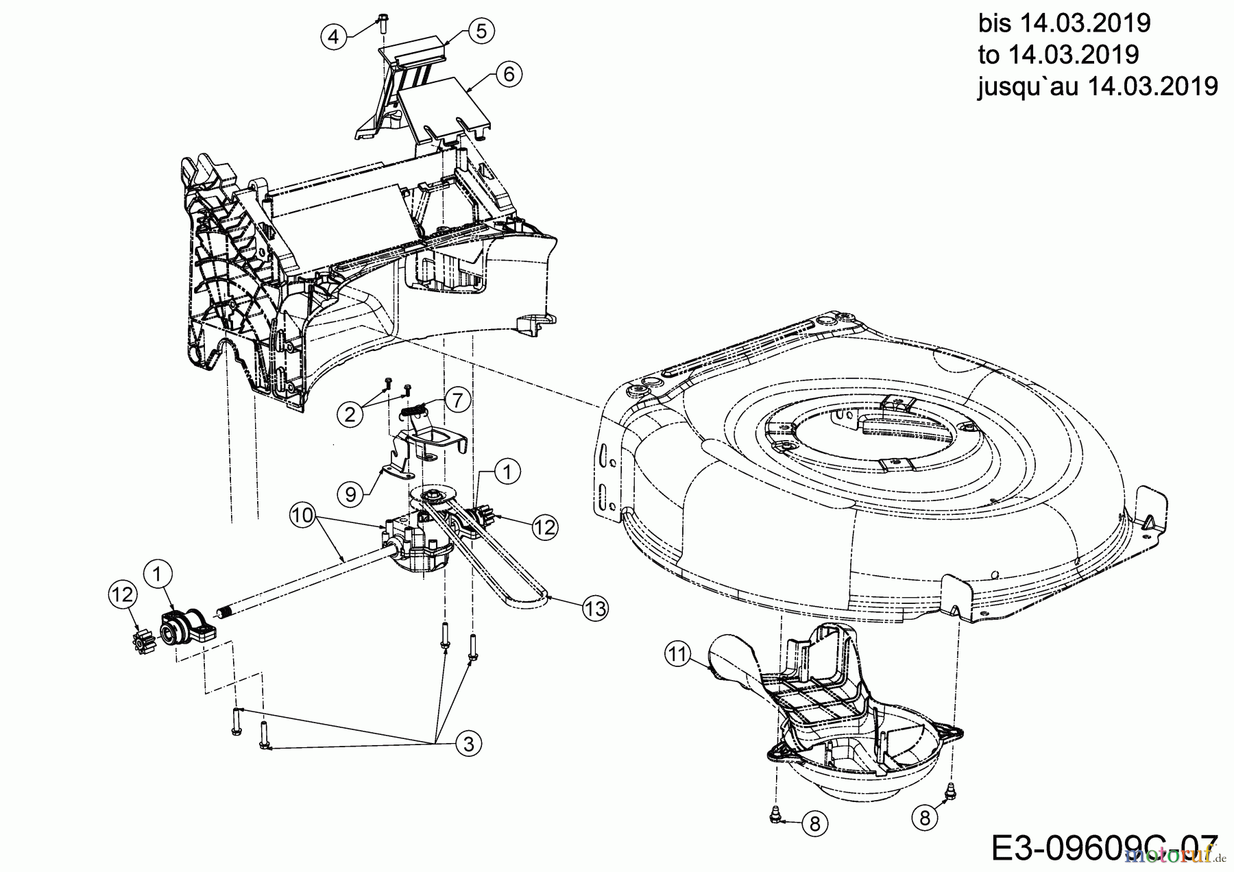 MTD Motormäher mit Antrieb SMART 53 SPH S 12A-PCKQ600 (2019) Getriebe, Keilriemen bis 14.03.2019