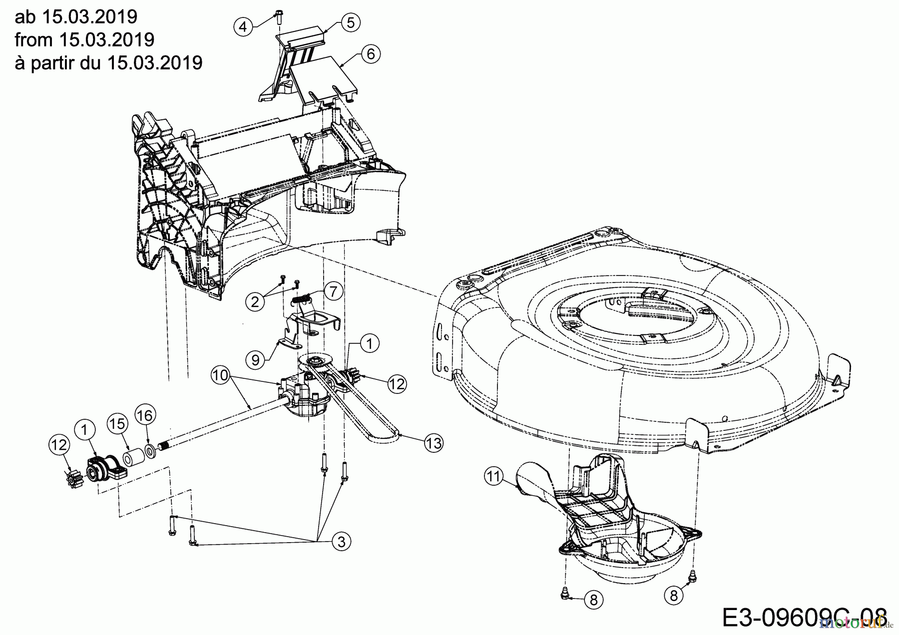 MTD Motormäher mit Antrieb SMART 53 SPH S 12A-PCKQ600 (2019) Getriebe, Keilriemen ab 15.03.2019
