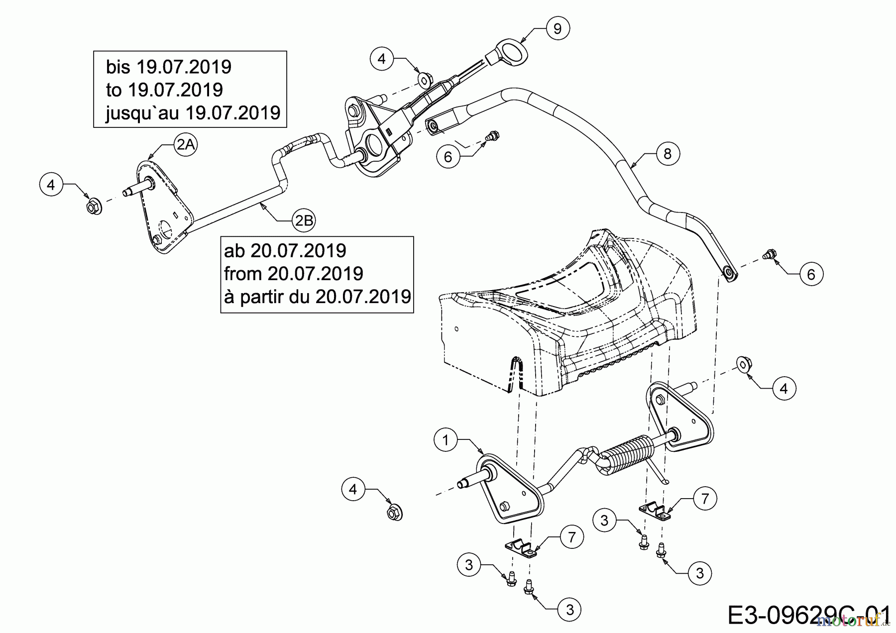 MTD Motormäher mit Antrieb LMEX 53 K 12C-PH7D682 (2019) Achsen, Höhenverstellung