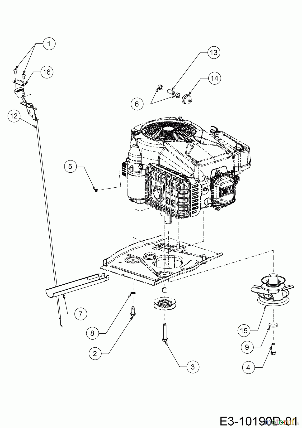 Helington Rasentraktoren H 76 SM 13A726JD686 (2020) Gaszug, Motorkeilriemenscheibe, Motorzubehör