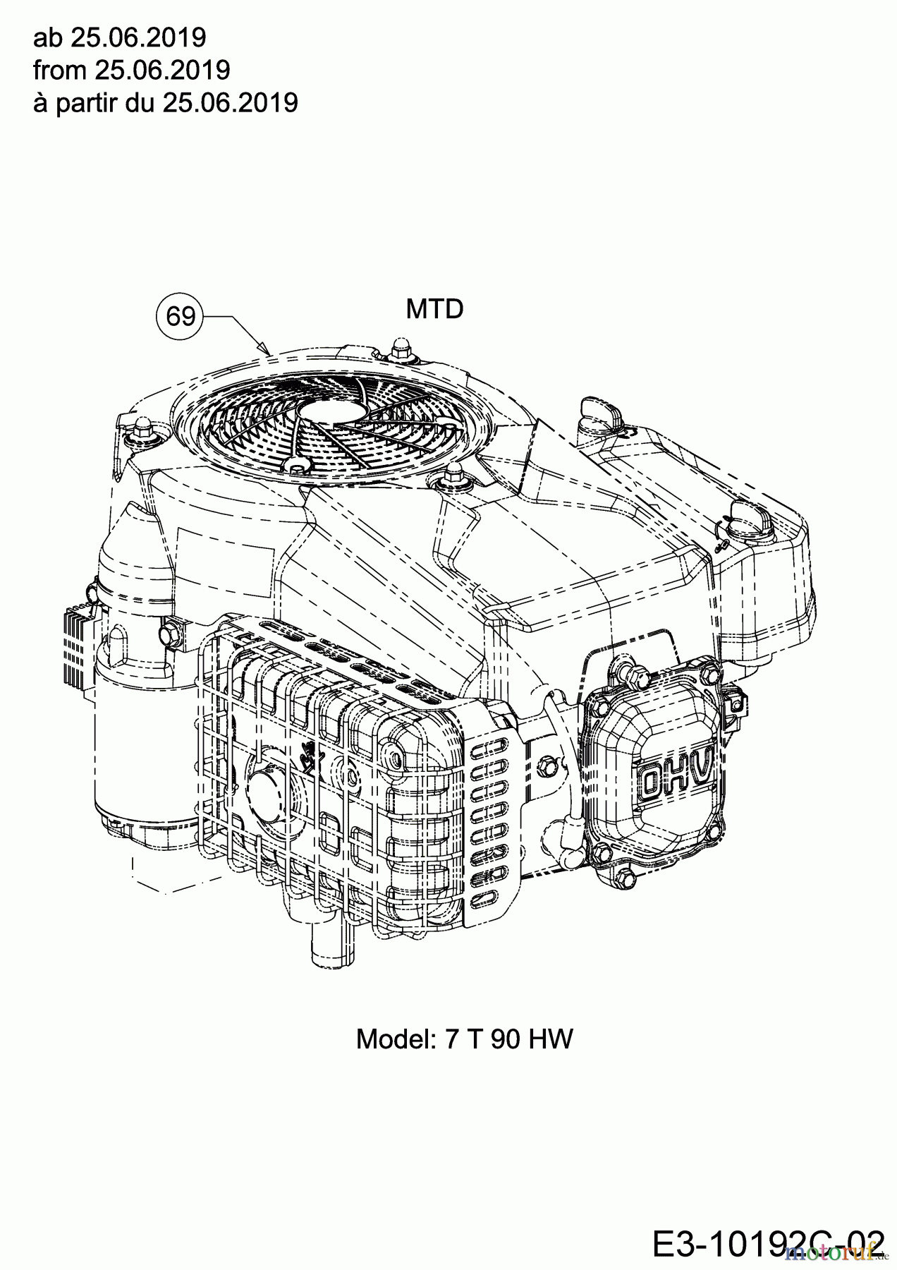 Riwall Rasentraktoren RLT 92 H 13AB715E623 (2019) Motor MTD