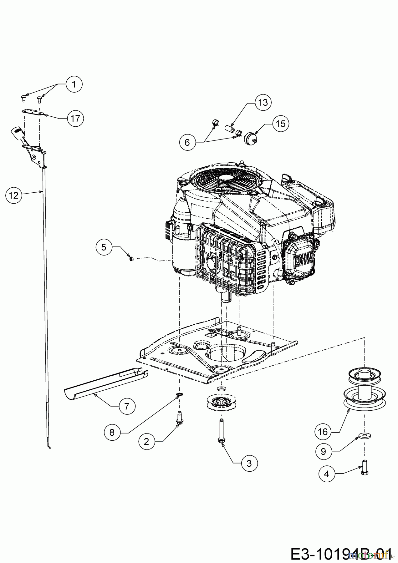  MTD Rasentraktoren Minirider 76 SDHE 13A721JD600  (2020) Gaszug, Motorkeilriemenscheibe, Motorzubehör