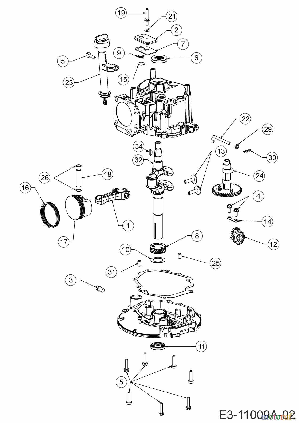 MTD-Motoren Vertikal 5T65RHB 752Z5T65RHB (2019) Short Block