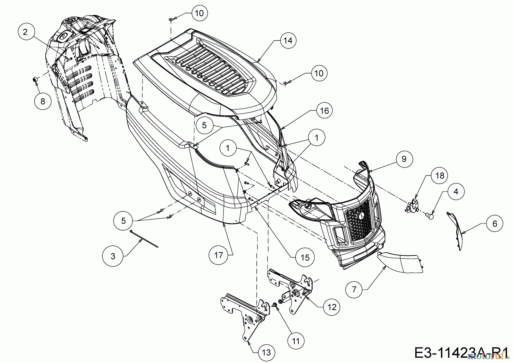 MTD Rasentraktoren Smart RG 145 13A876KG600 (2020) Motorhaube K-Style