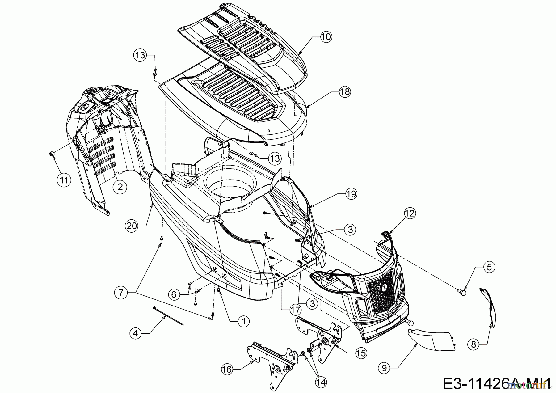 Verts Loisirs Rasentraktoren VL 107 HBI 13IT79KG617 (2019) Motorhaube K-Style