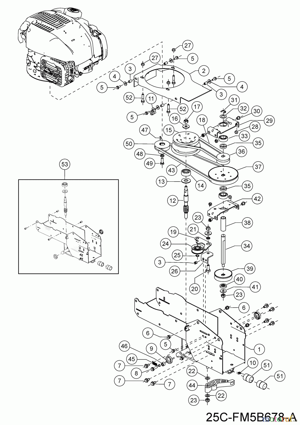 MTD Balkenmäher BM 87-35 25C-FM5B678 (2023) Rahmen, Riementrieb, Schnecke