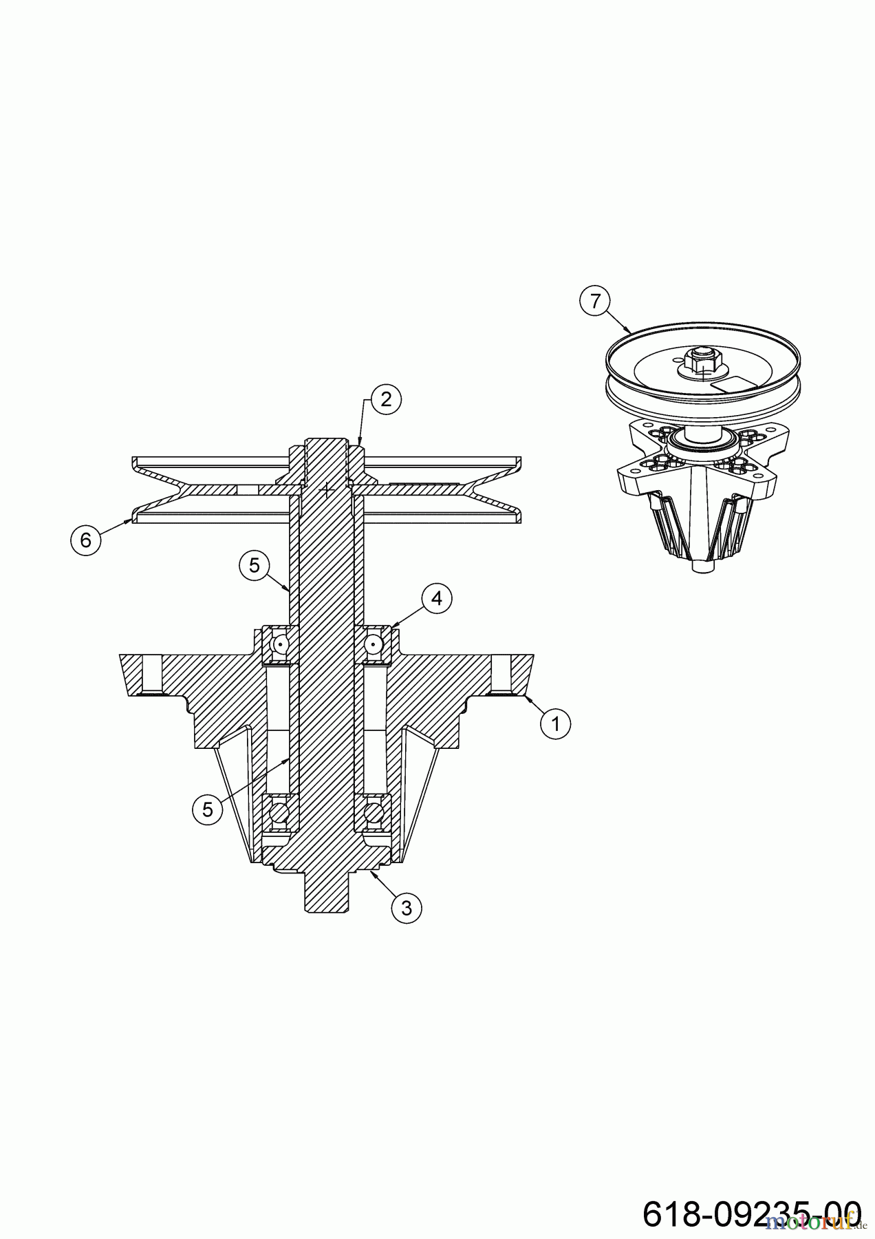 Troy-Bilt Rasentraktoren HORSE 107T-S 13AJ78BS609 (2023) Messerspindel 618-09235