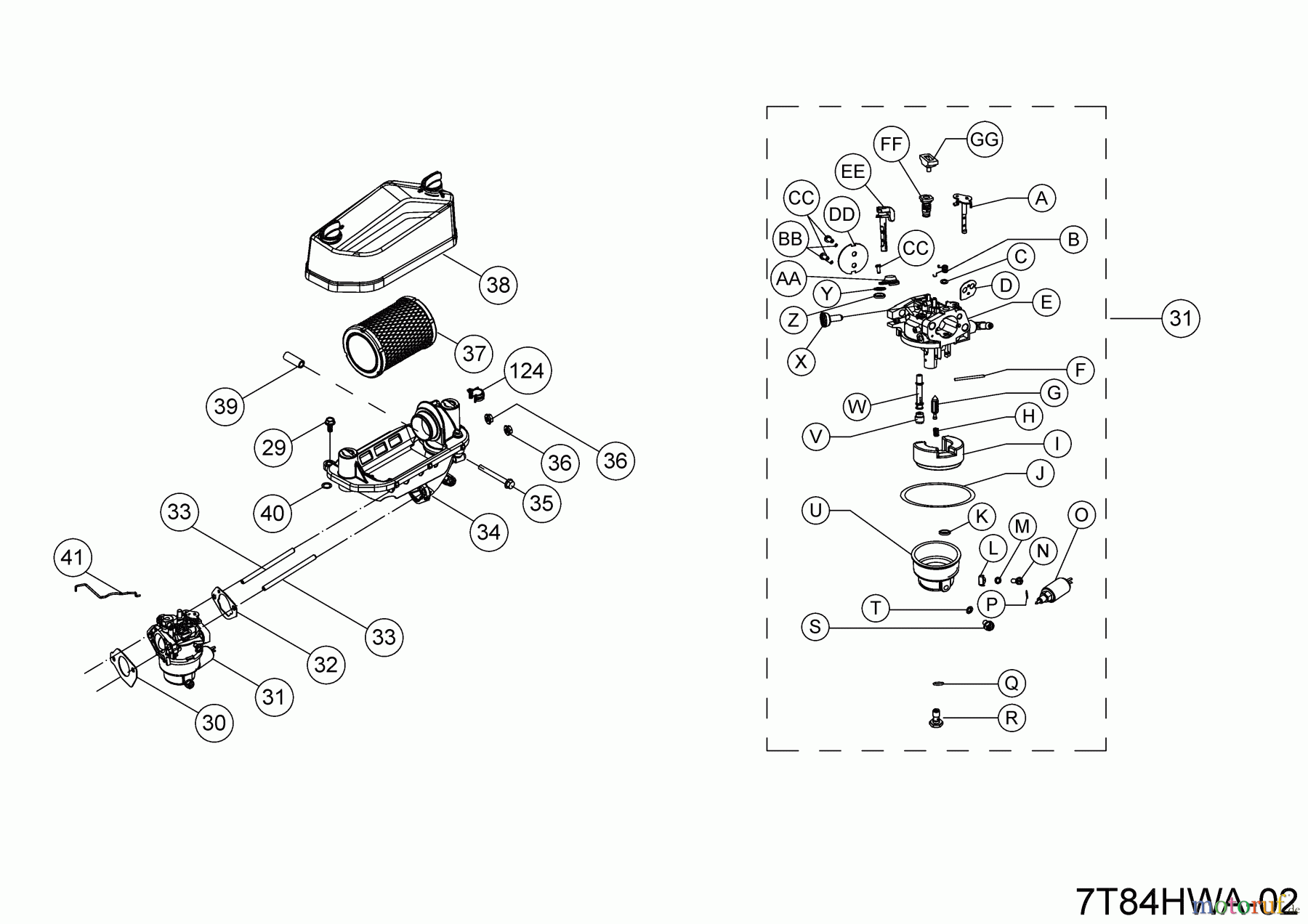 MTD-Motoren Vertikal 7T84HWA 7T84HWA (2023) Vergaser, Luftfilter